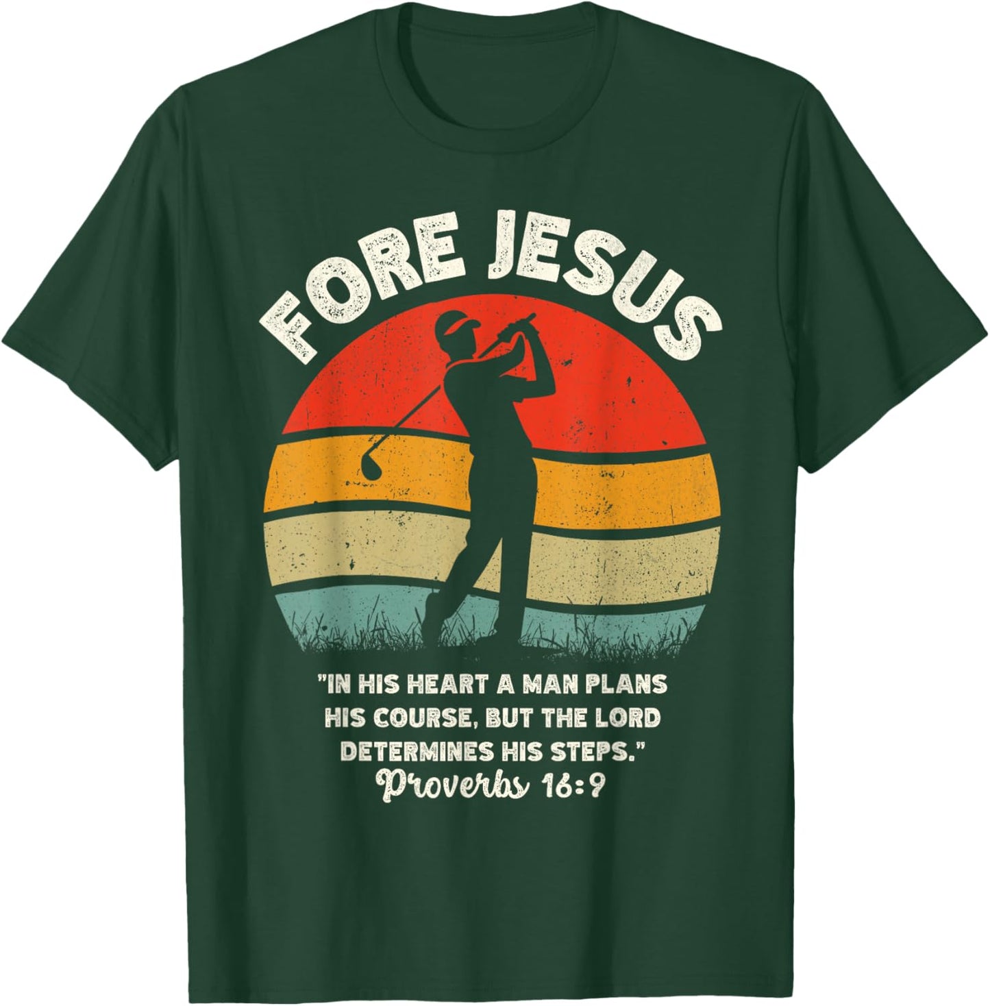 FORE Jesus Christian Golf Retro 70s Religious Golfing Men's T-Shirt - T-Shirt | Forest