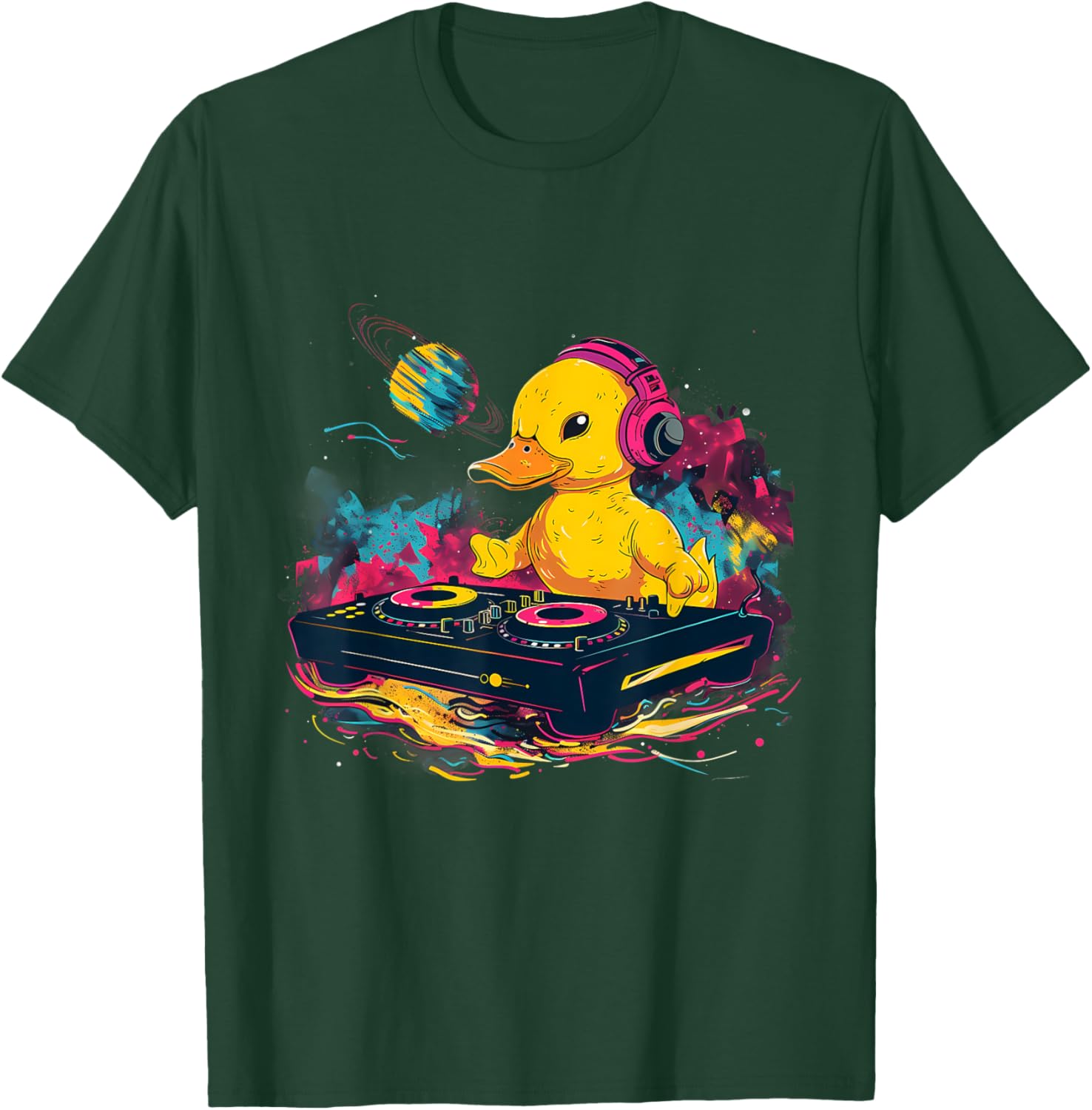 Rubber Duck Turntable DJ Music DJ Rubber Duckie Watercolor T-Shirt - T-Shirt | Forest