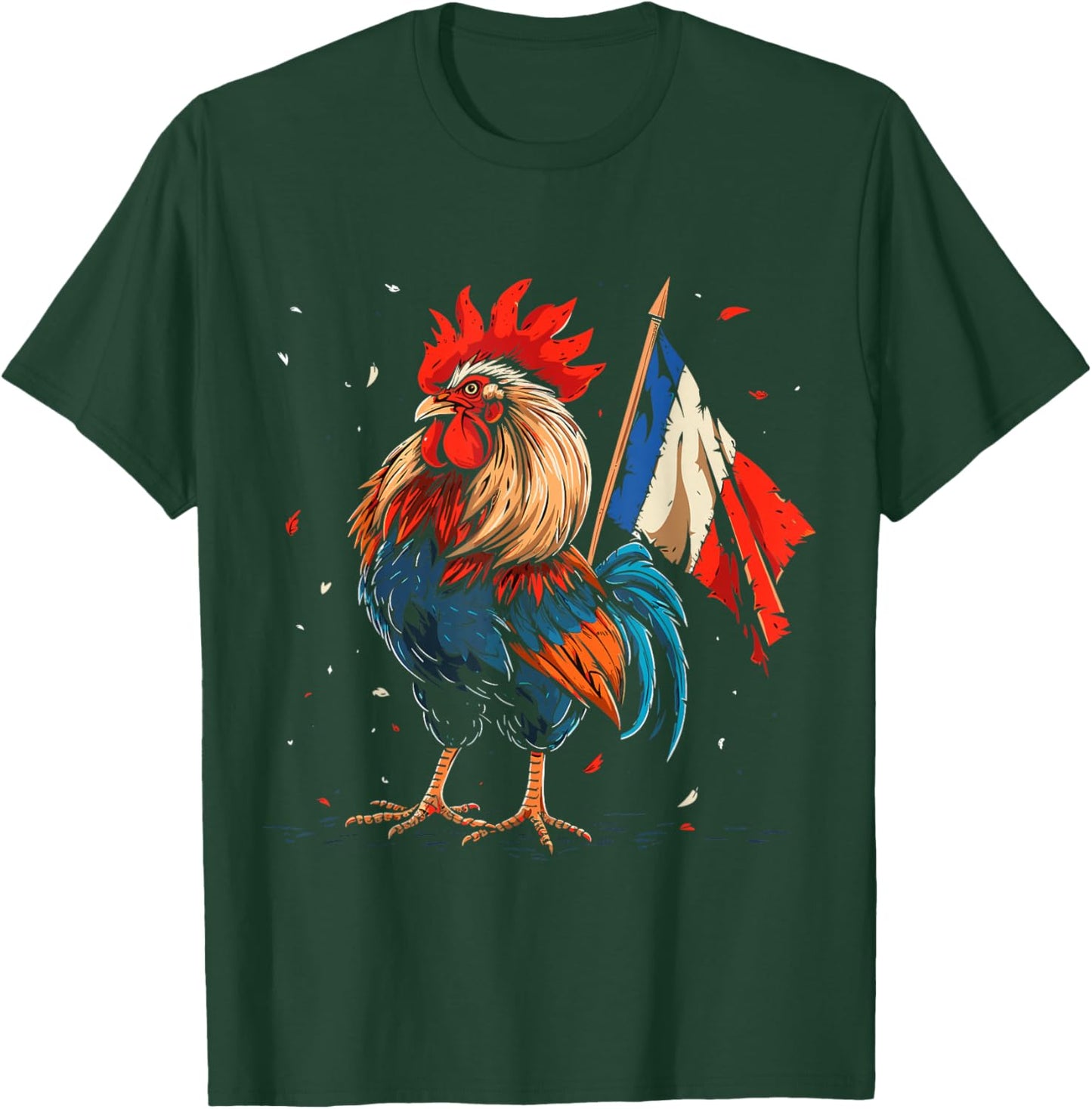 Proud Patriotic French Rooster France Flag Pride T-Shirt - T-Shirt | Forest