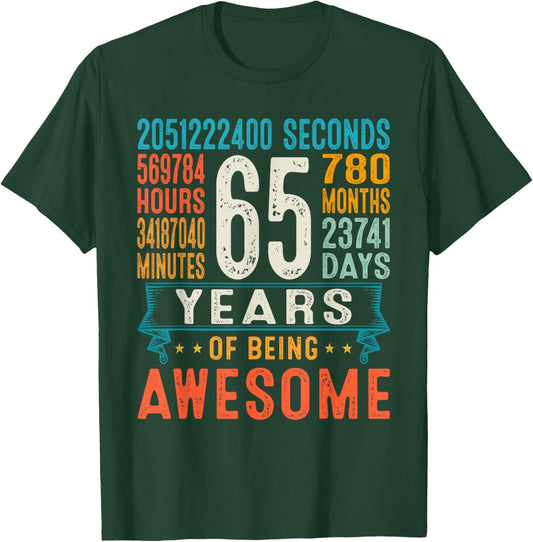 65 Years Old Retro Distressed 65th Birthday Gifts 780 Months T-Shirt - T-Shirt | Forest