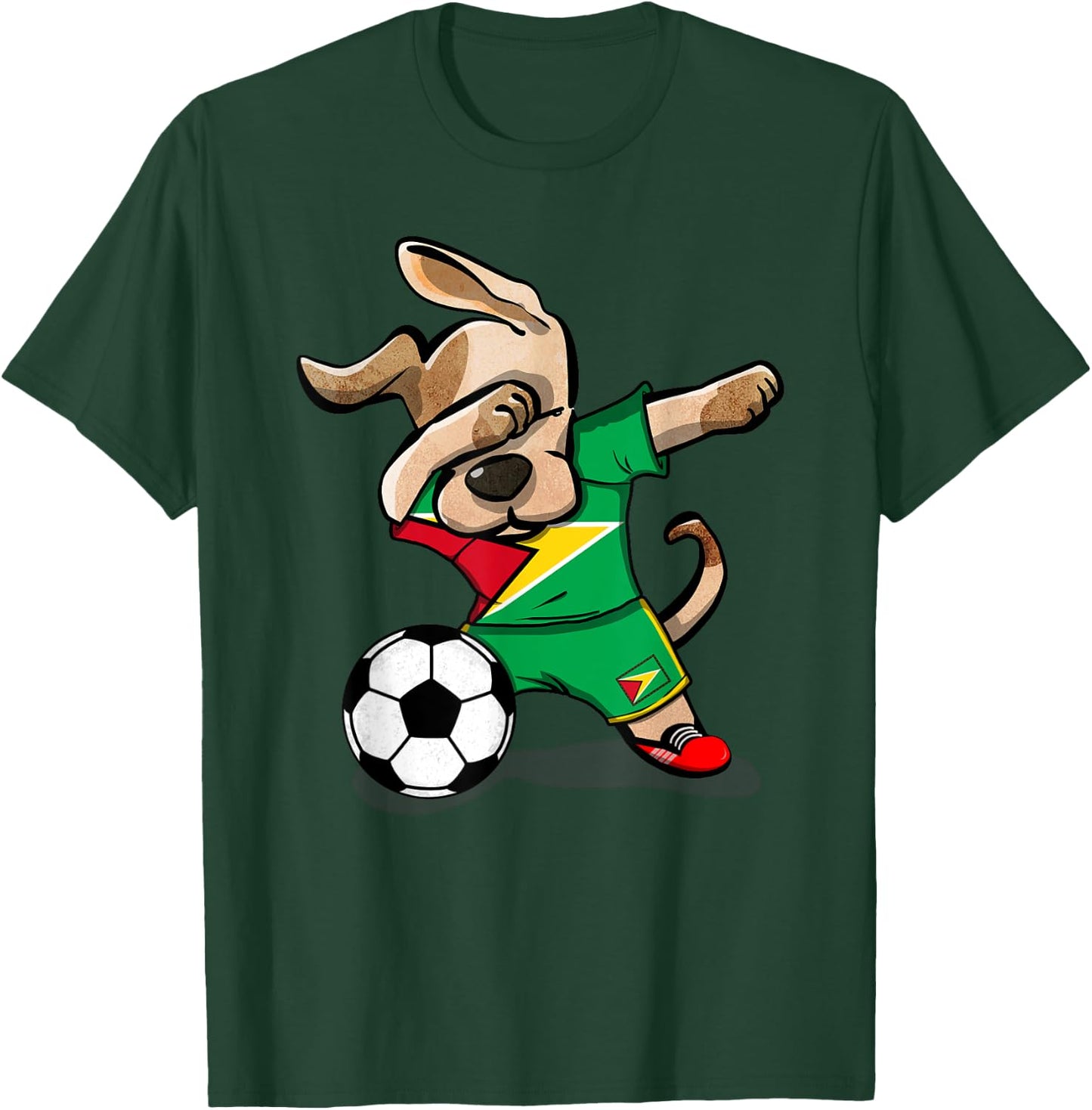 Dog Dabbing Guyana Soccer Jersey Shirt Guyanese Football Men Women Kids T-Shirt - T-Shirt | Forest