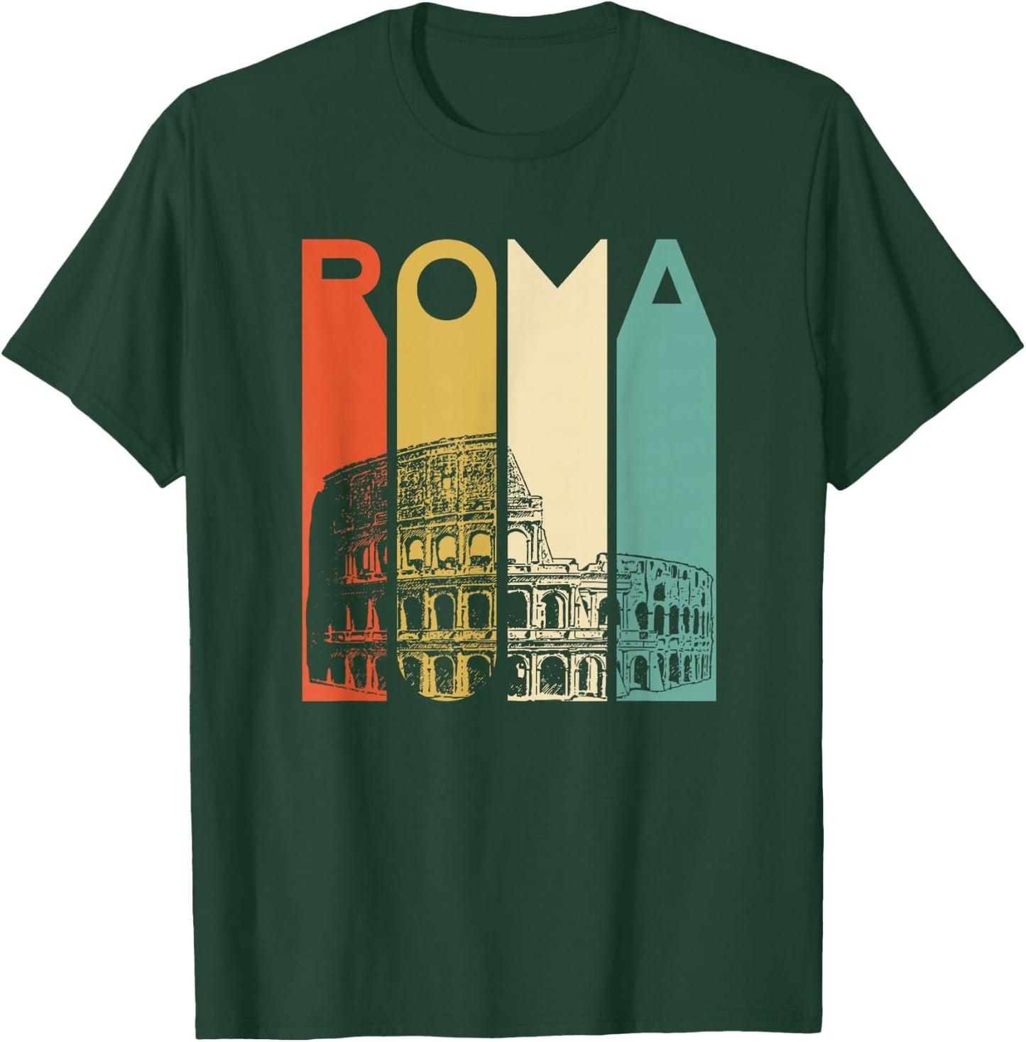 Rome Italy Roma Italian Retro Colosseum Architecture T-Shirt - T-Shirt | Forest