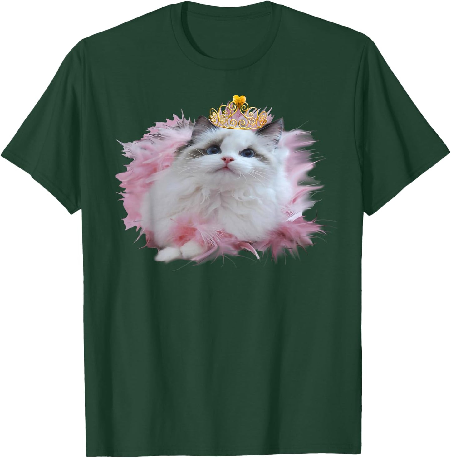 Cute Kitten Crown Princess with tiara apparel for cat lovers T-Shirt - T-Shirt | Forest