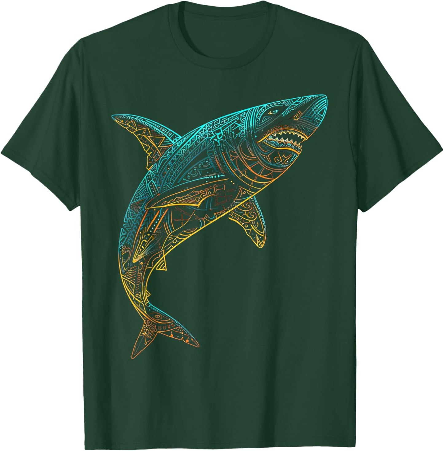 Shark Mandala Art Animal Love Fantasy Graphic Shark T-Shirt - T-Shirt | Forest