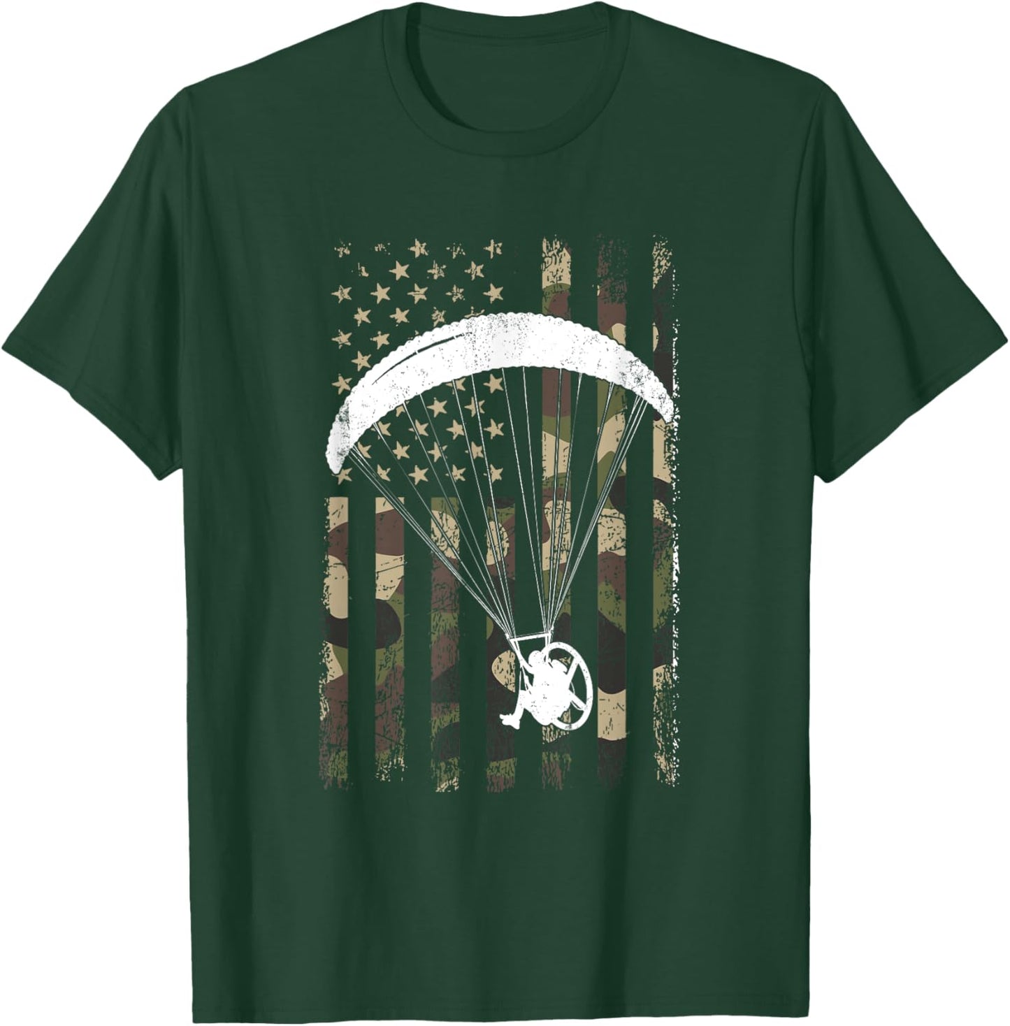 paramotor American Flag, paramotor T-Shirt - T-Shirt | Forest