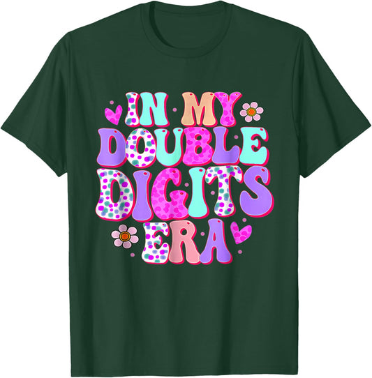In My Double Digits Era 10 Year Old Gift Birthday Girl Retro T-Shirt - T-Shirt | Forest
