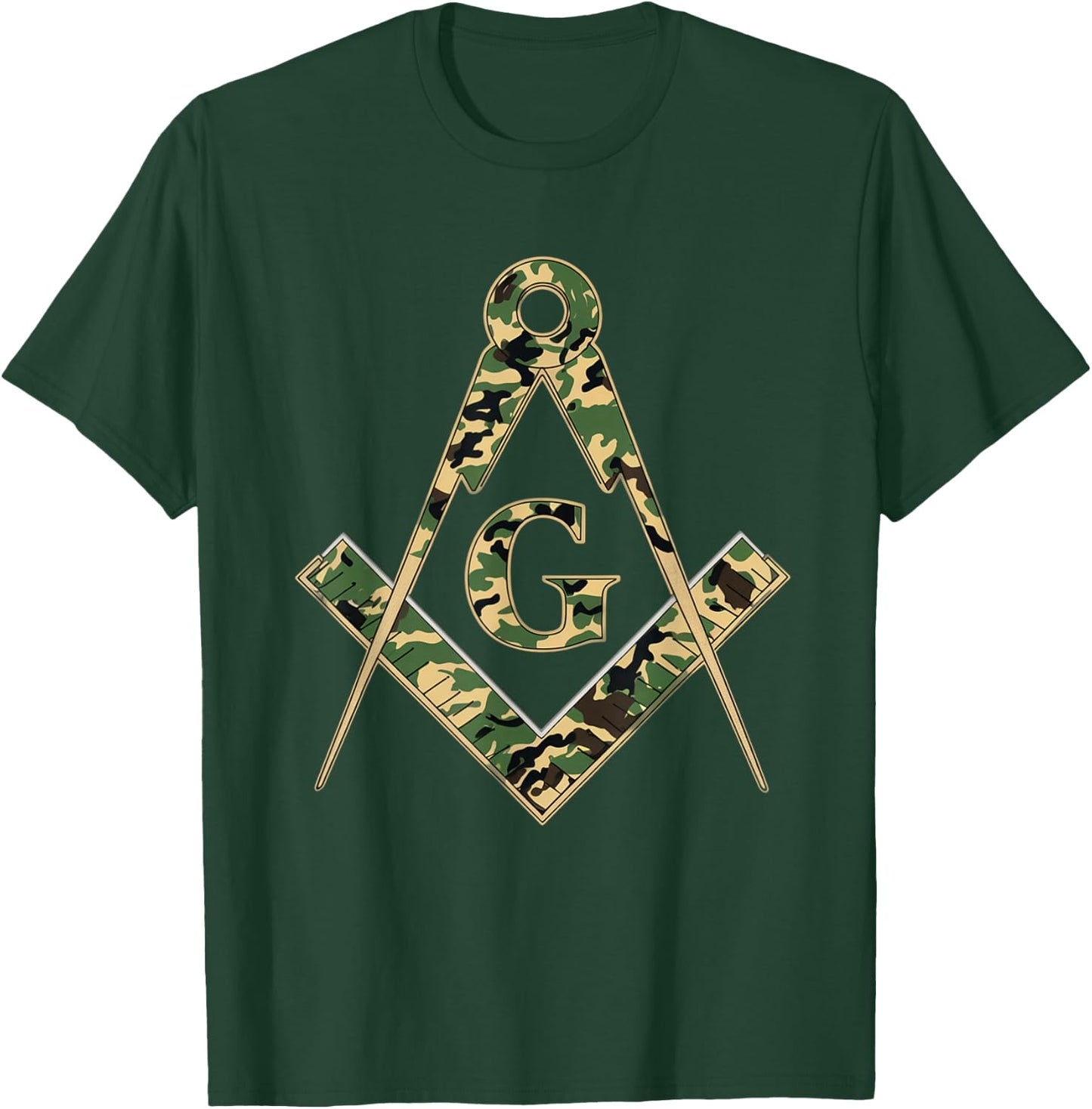 Mason Square Compass Camouflage Masonic T-Shirt - T-Shirt | Forest