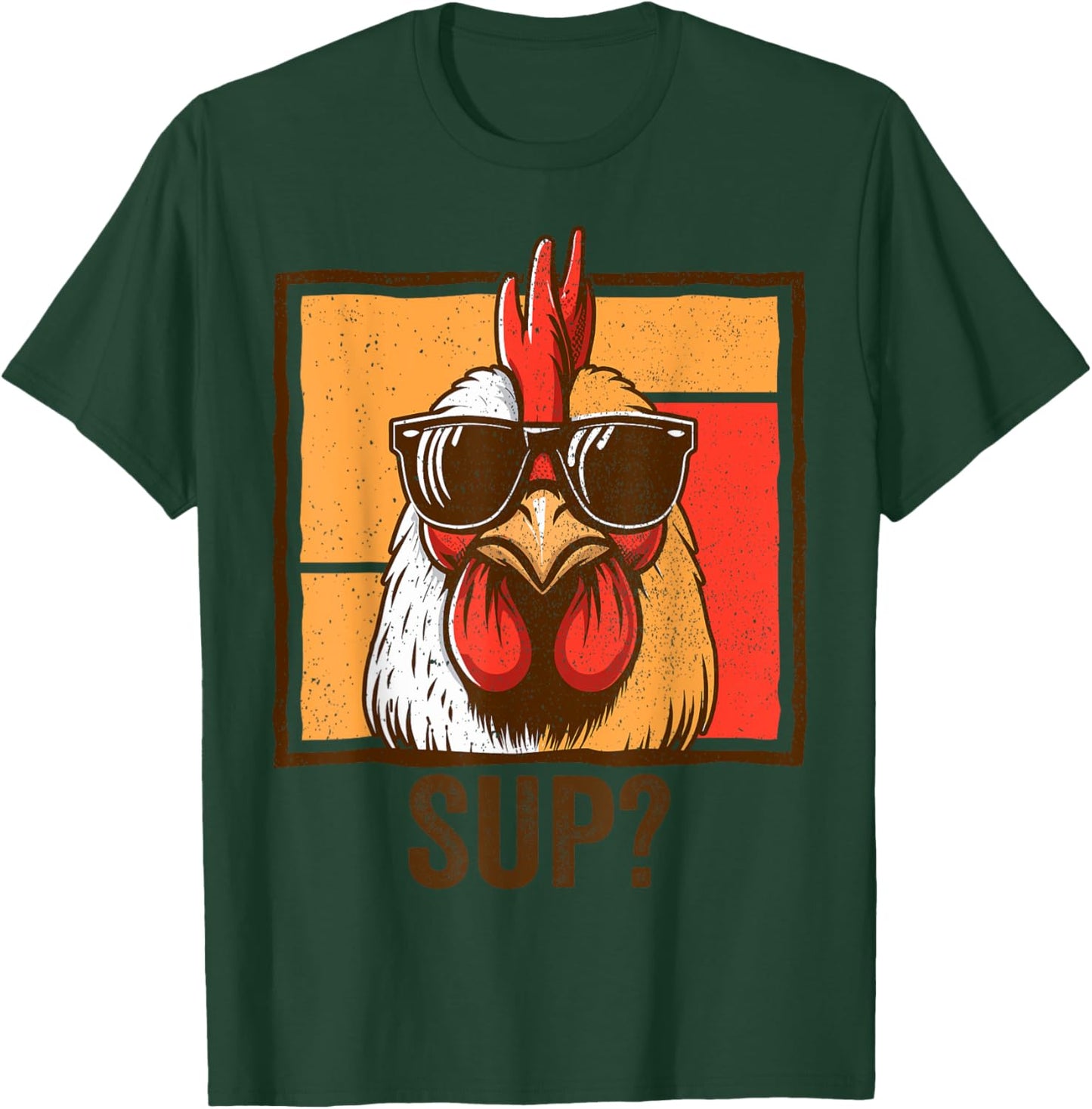 Cool Chicken Wearing Sunglasses Funny Farmer Men Women T-Shirt - T-Shirt | Forest