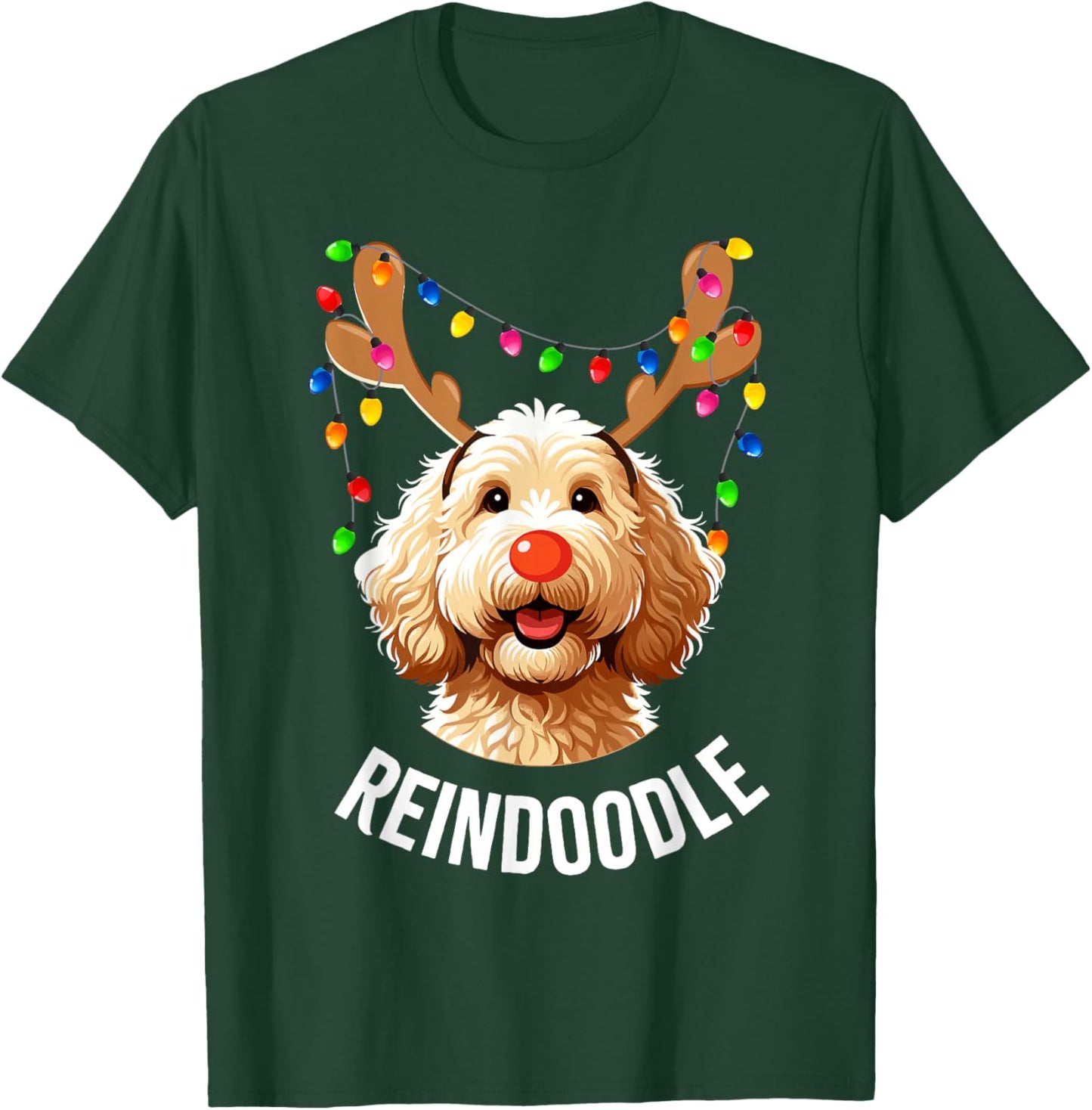 Christmas Goldendoodle Reindeer Doodle Dog Reindoodle Dog T-Shirt - T-Shirt | Forest