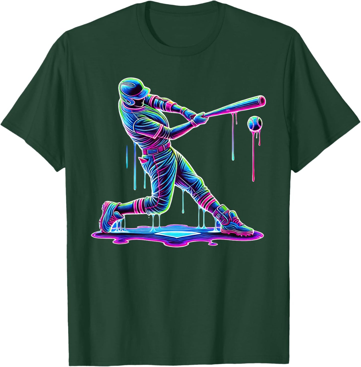 Ice Cream Drip Baseball Bat Baseball Player T-Shirt - T-Shirt | Forest