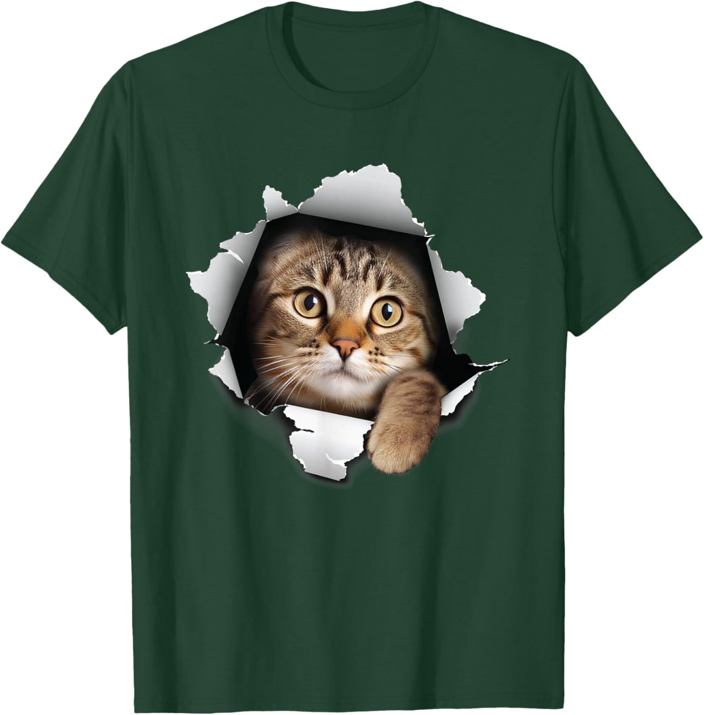 Cat Looking Through Hole - Cat Lover Kitten Owner Kitty Women Kids T-Shirt - T-Shirt | Forest
