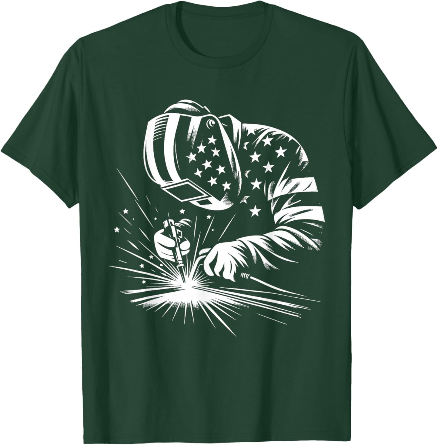 Welder American Flag USA Patriotic Welding Welder T-Shirt - T-Shirt | Forest