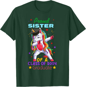 Proud Sister Of A Class Of 2024 Graduate Senior Unicorn Cool T-Shirt - T-Shirt | Forest