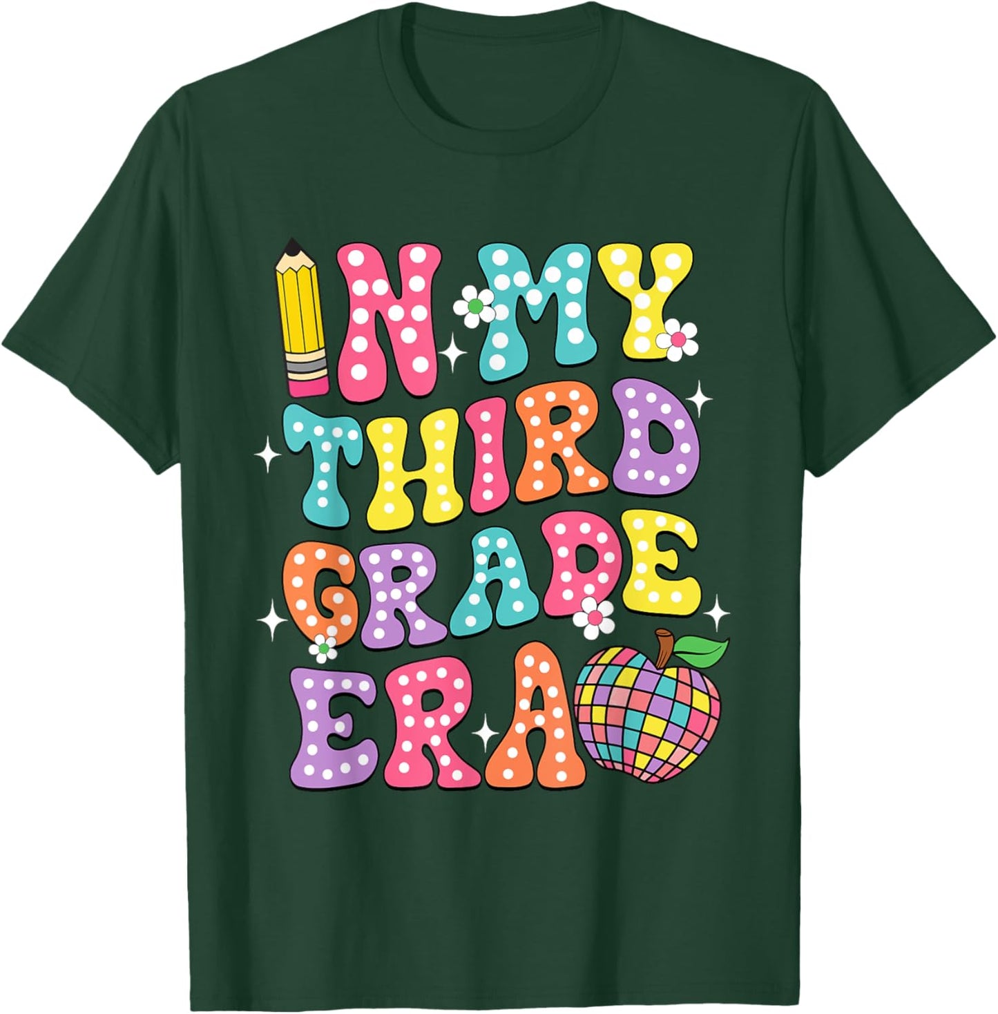 Retro Groovy In My Third Grade Era First Day Back To School T-Shirt - T-Shirt | Forest