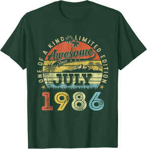 Funny 38 Years Old July 1986 Vintage 38th Birthday Men Women T-Shirt - T-Shirt | Forest