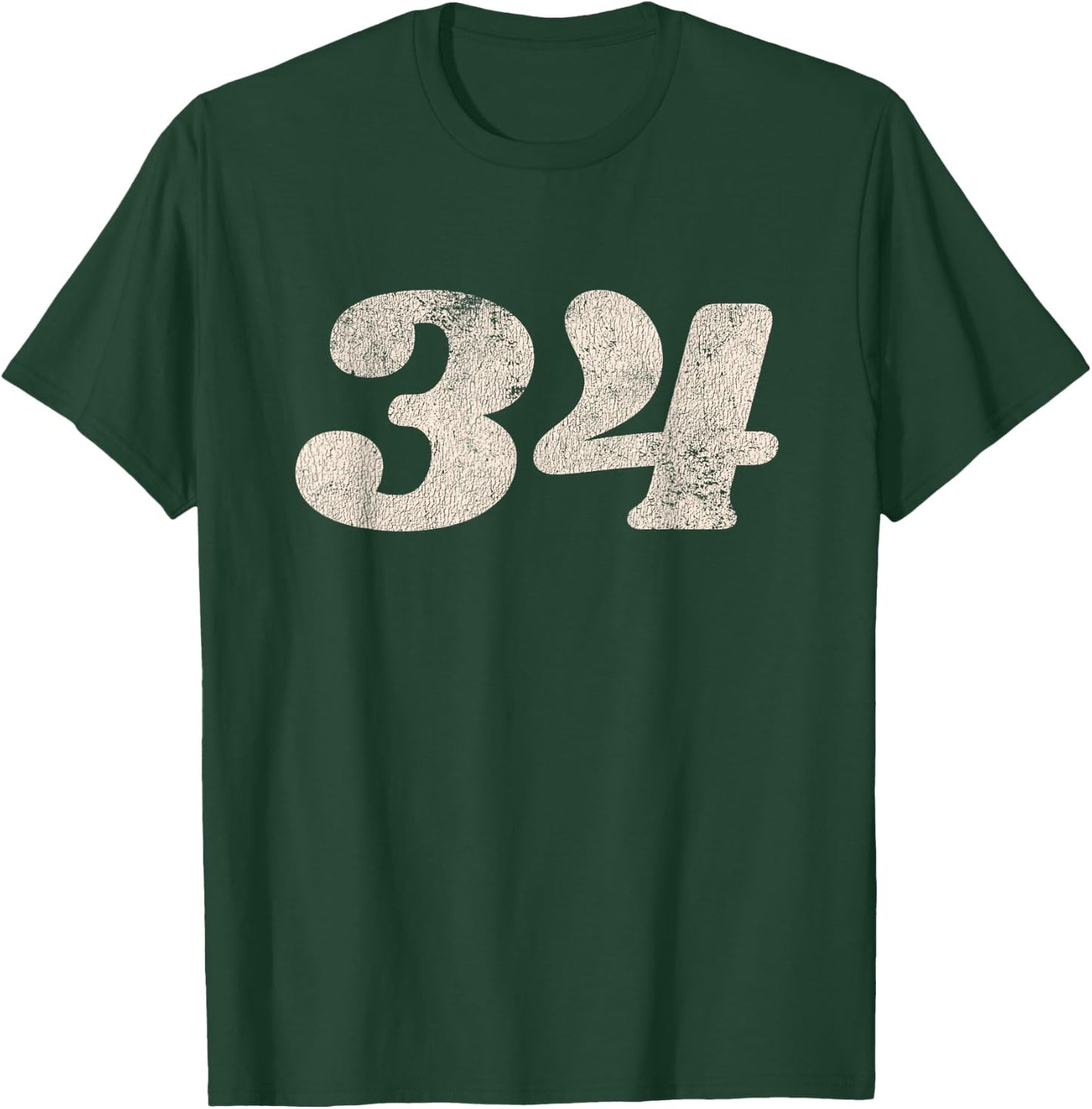 Number 34 (thirty-four) Retro Motorcycle Racing T-Shirt - T-Shirt | Forest