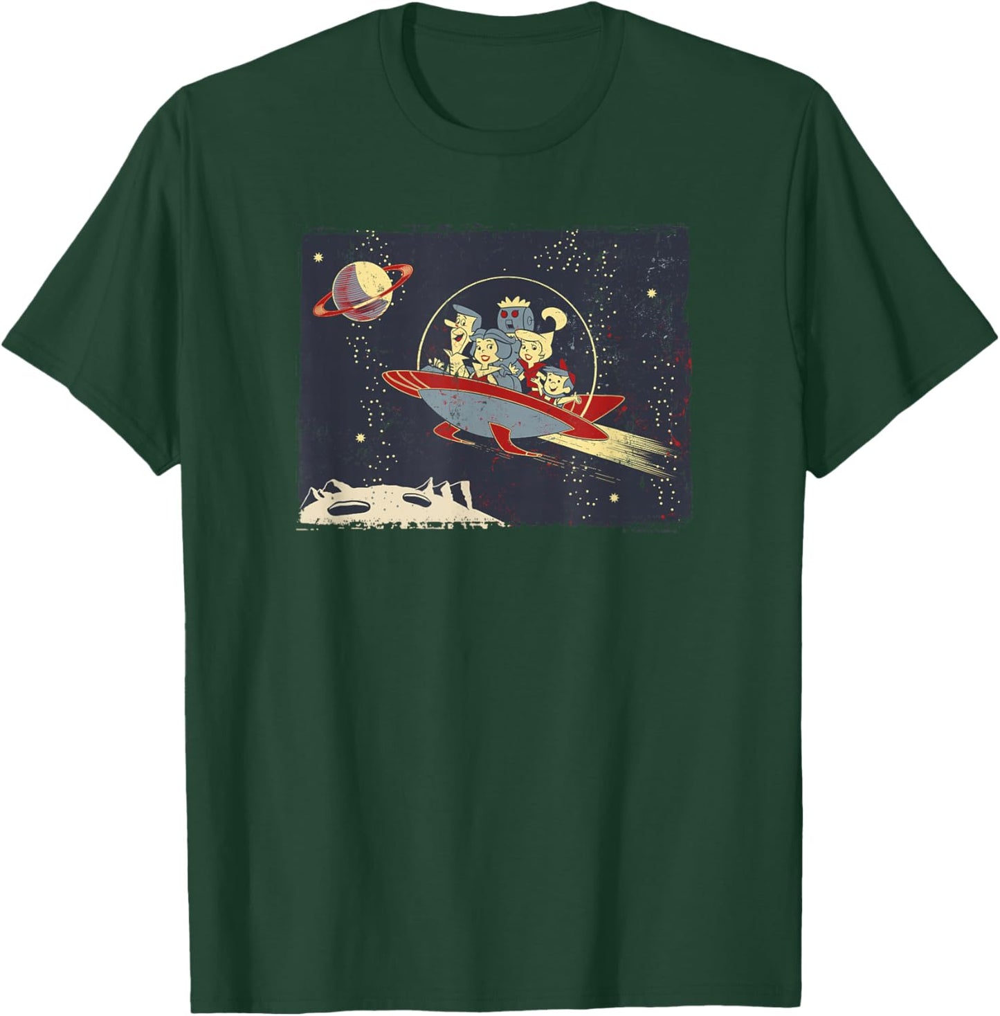 WB100 The Jetsons Retro Pop Vintage Future Group Panel T-Shirt - T-Shirt | Forest