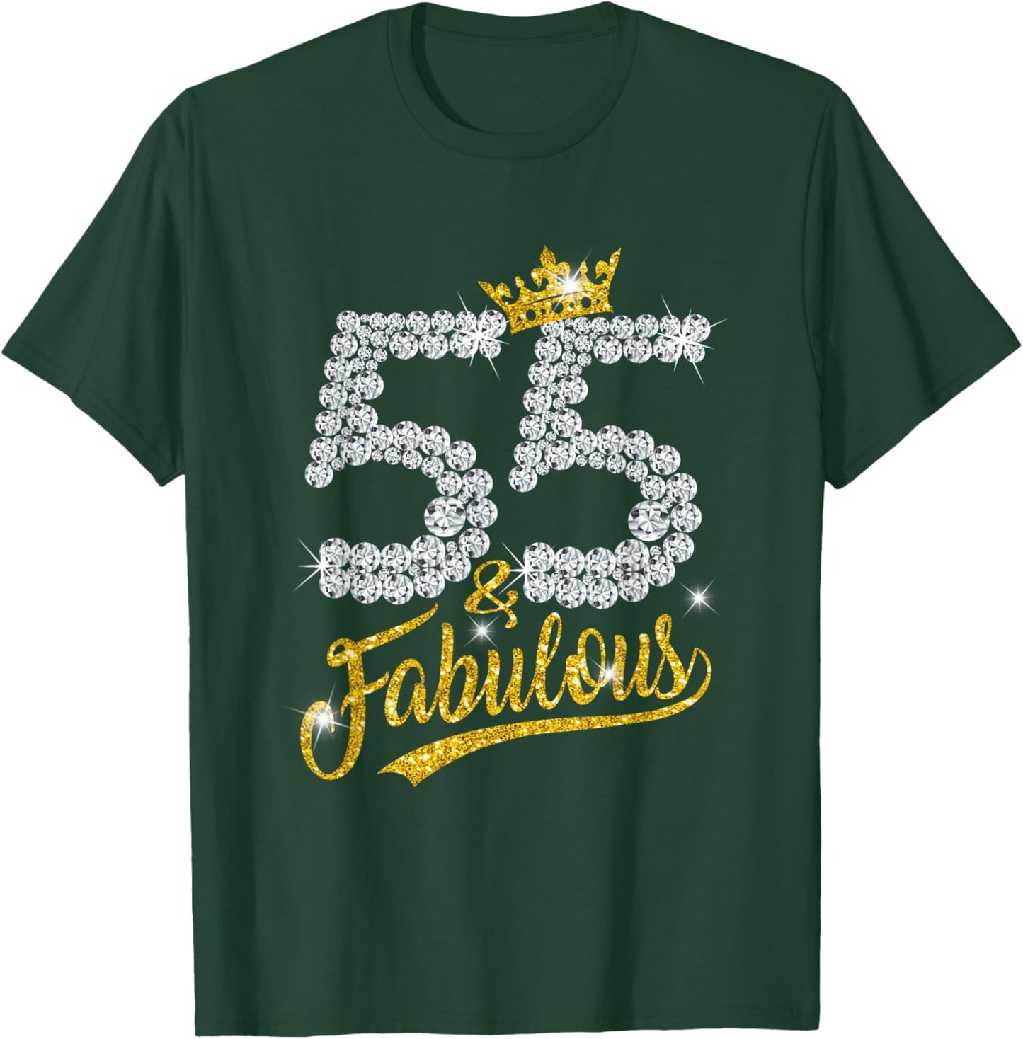 55 and Fabulous 55th Birthday Diamond Crown Girls T-Shirt - T-Shirt | Forest