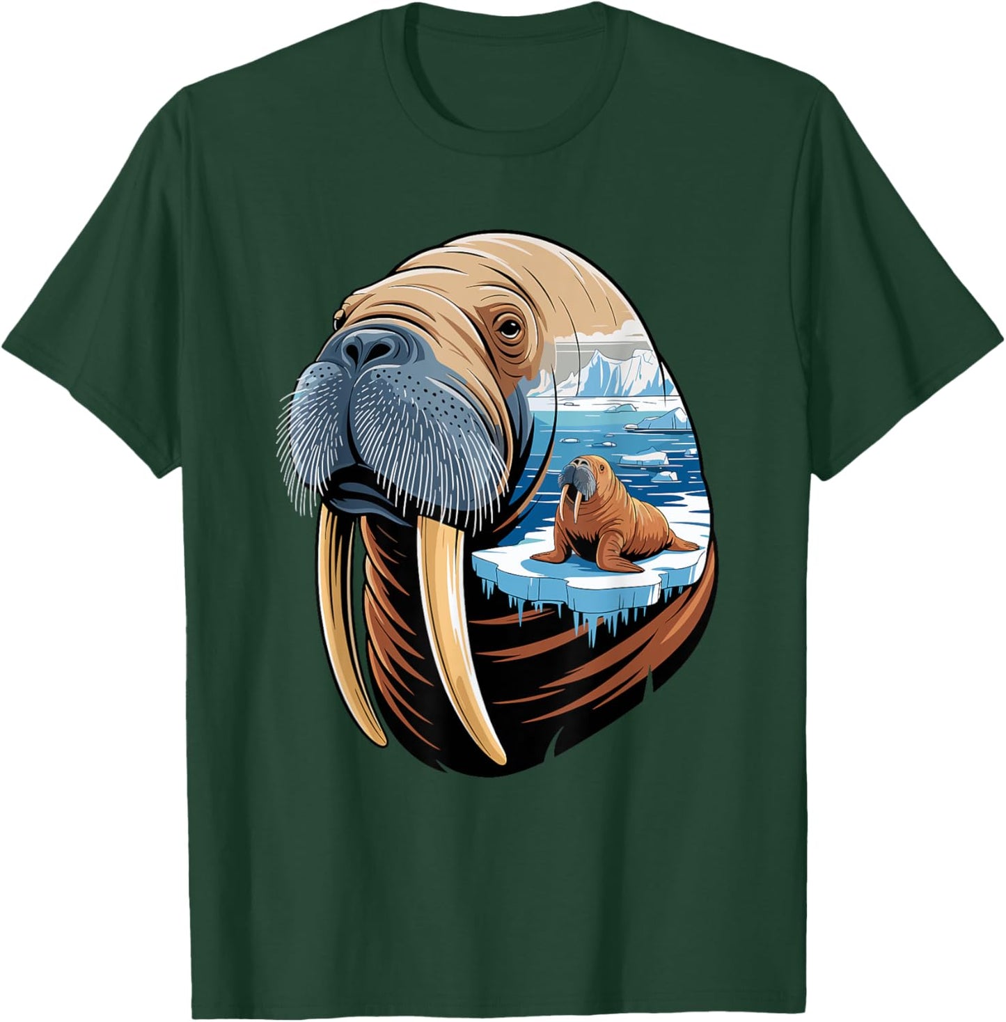 Multiple Exposure Morse Morses T-Shirt - T-Shirt | Forest
