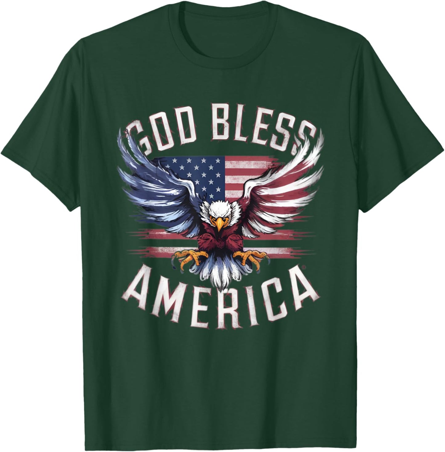 God Bless America eagle usa flag 4th of July T-Shirt - T-Shirt | Forest