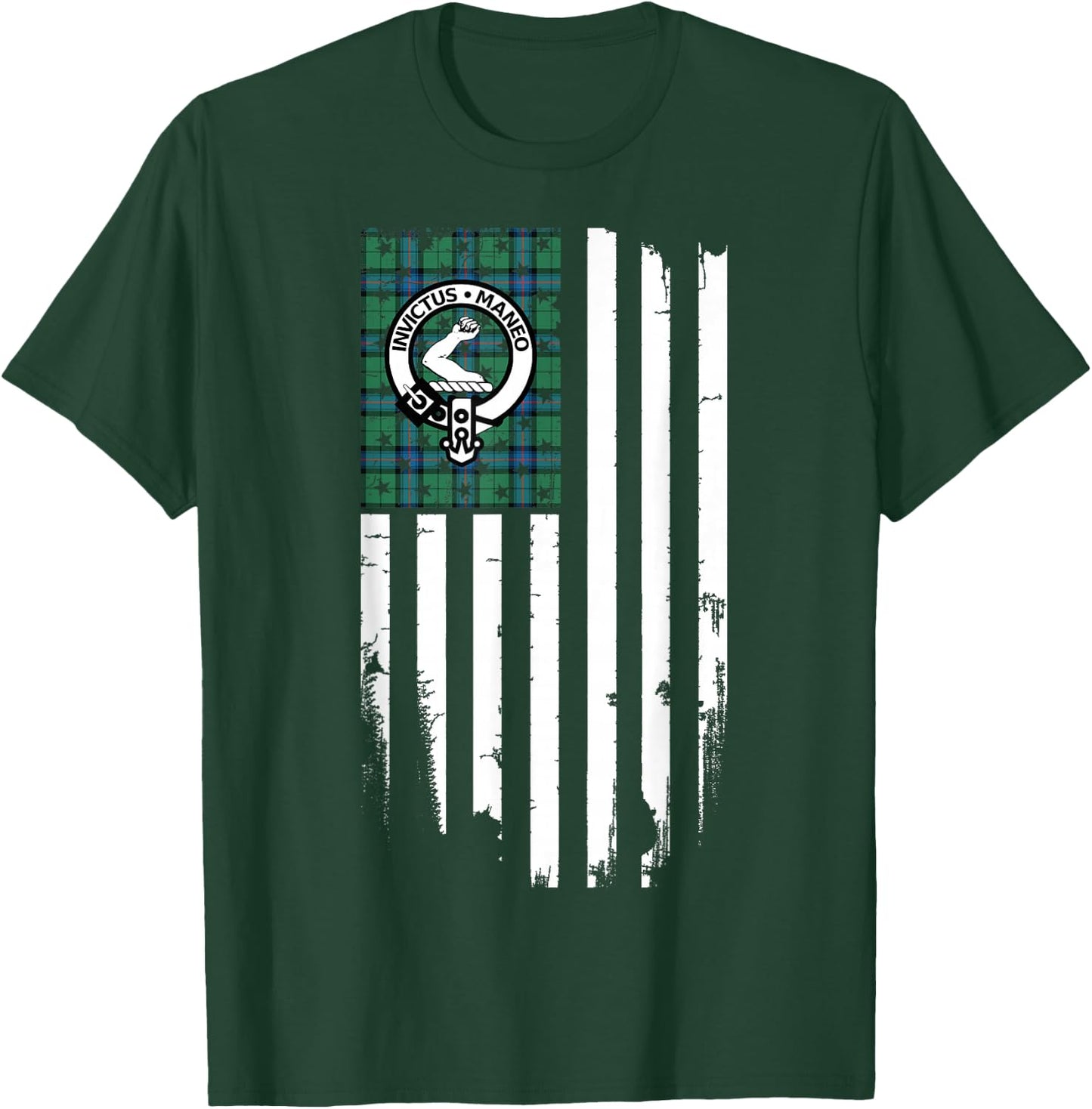 Scottish American Armstrong Clan & Stripes Flag T-Shirt - T-Shirt | Forest