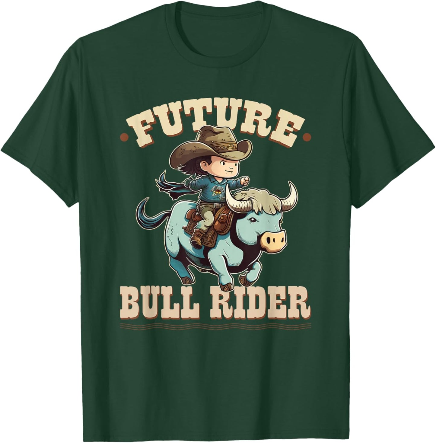 Future Bull Rider, Bull Riding Cowboy Rodeo Boy Kids T-Shirt - T-Shirt | Forest