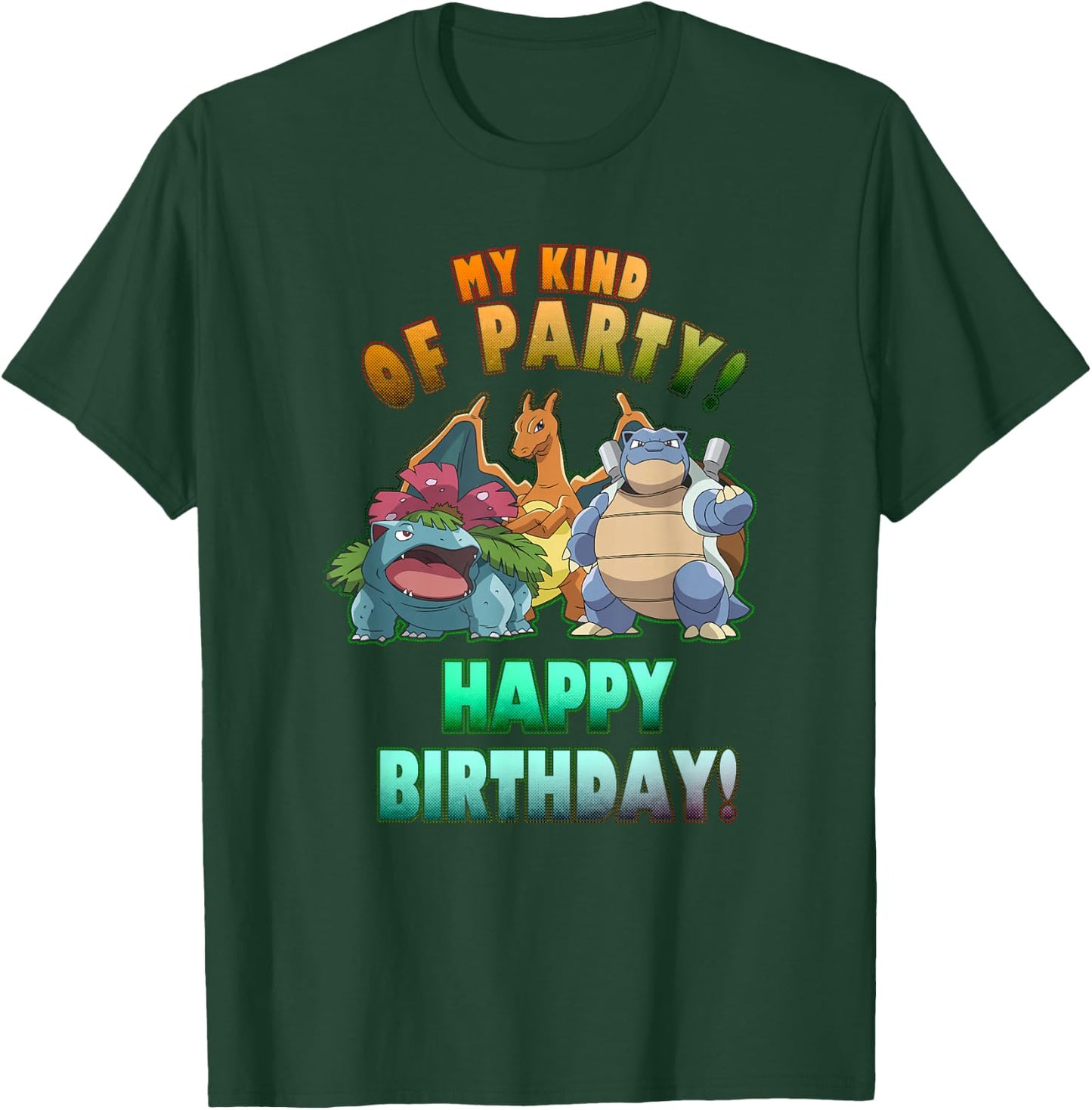 Pokémon Birthday Group My Kind of Party Rainbow Text T-Shirt - T-Shirt | Forest