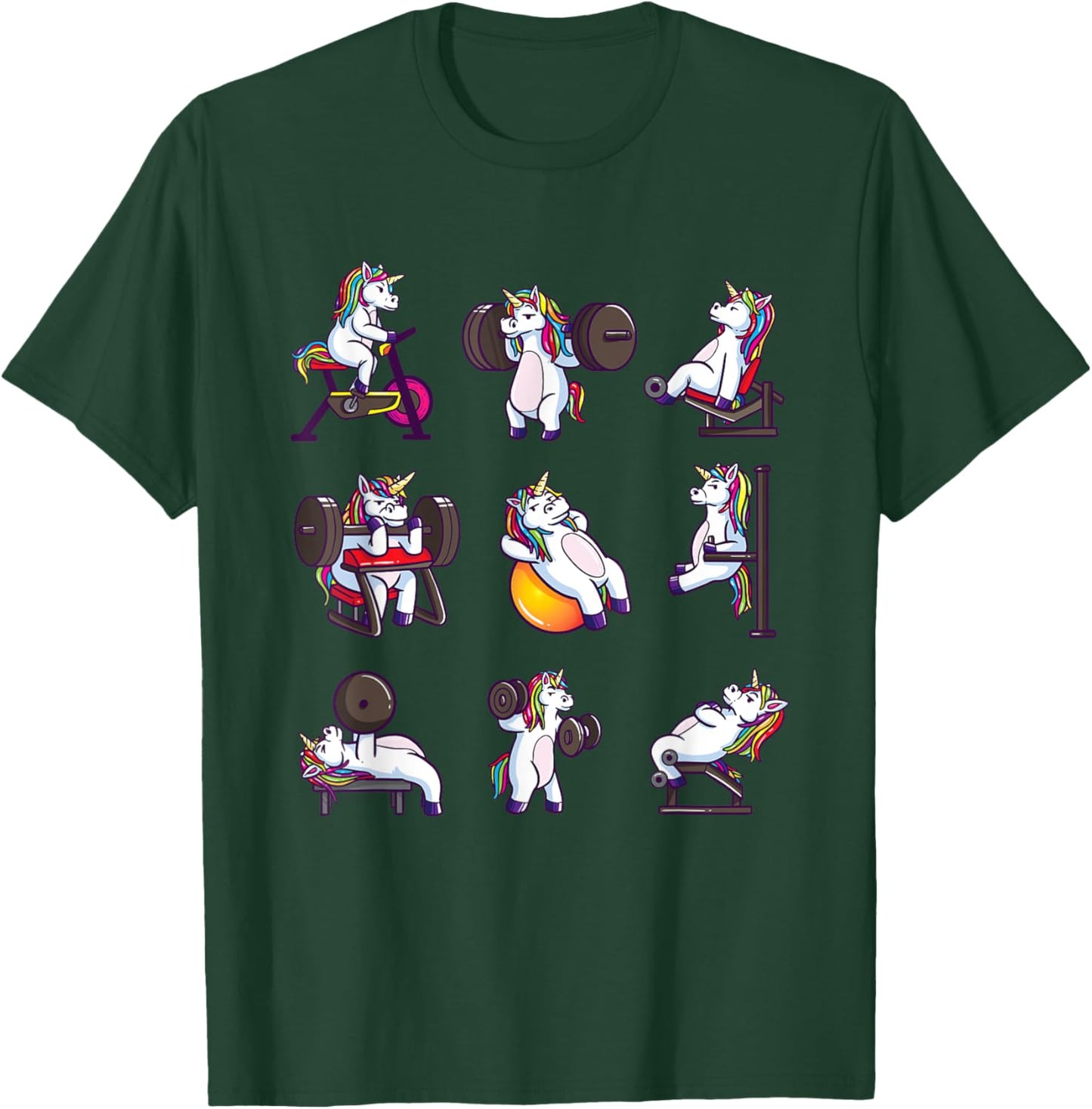 Unicorn Weightlifting Powerlifting Gym Workout Girls Gift T-Shirt - T-Shirt | Forest