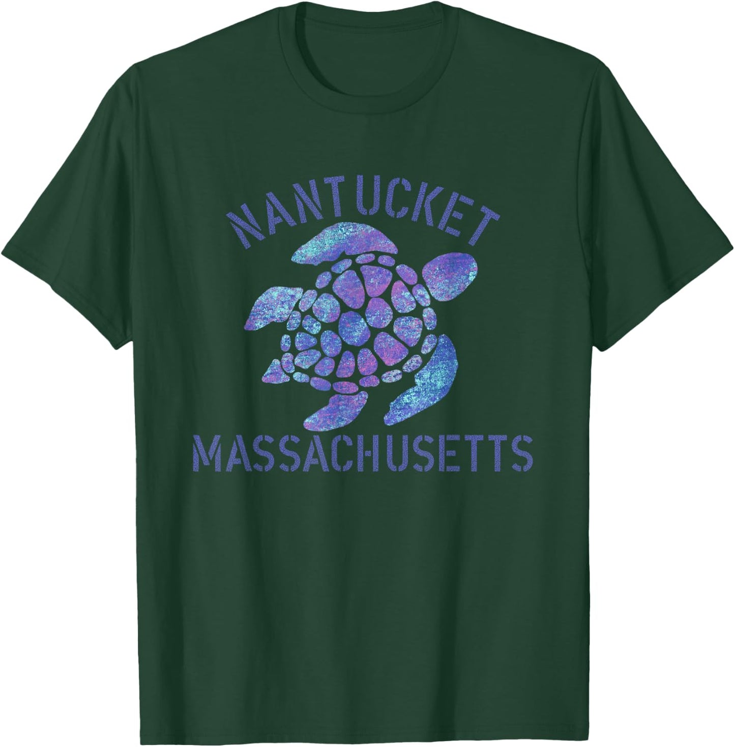 Nantucket, MA Beach Design / Tribal Turtle Gift Women Girls Kids T-Shirt - T-Shirt | Forest