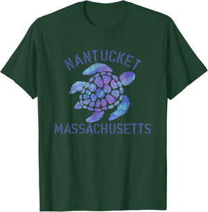 Nantucket, MA Beach Design / Tribal Turtle Gift Women Girls Kids T-Shirt - T-Shirt | Forest