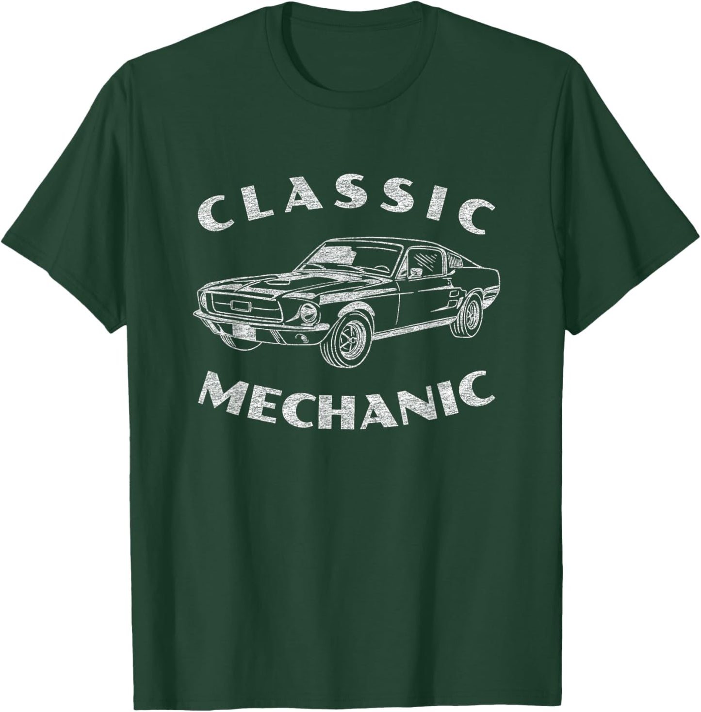 Funny Mechanic Classic Car Graphic T-Shirt - T-Shirt | Forest