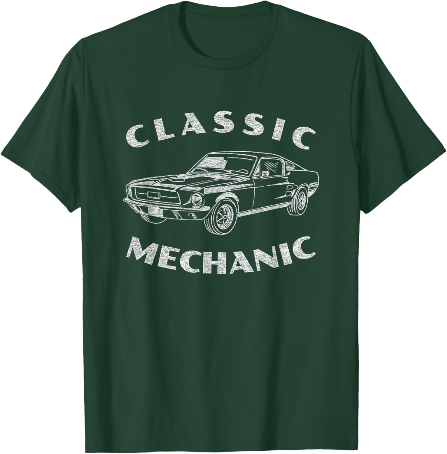 Funny Mechanic Classic Car Graphic T-Shirt - T-Shirt | Forest