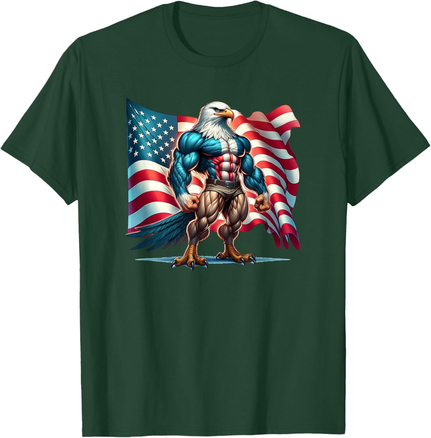 USA American Flag Bald Eagle Freedom Patriotic 4th of July T-Shirt - T-Shirt | Forest