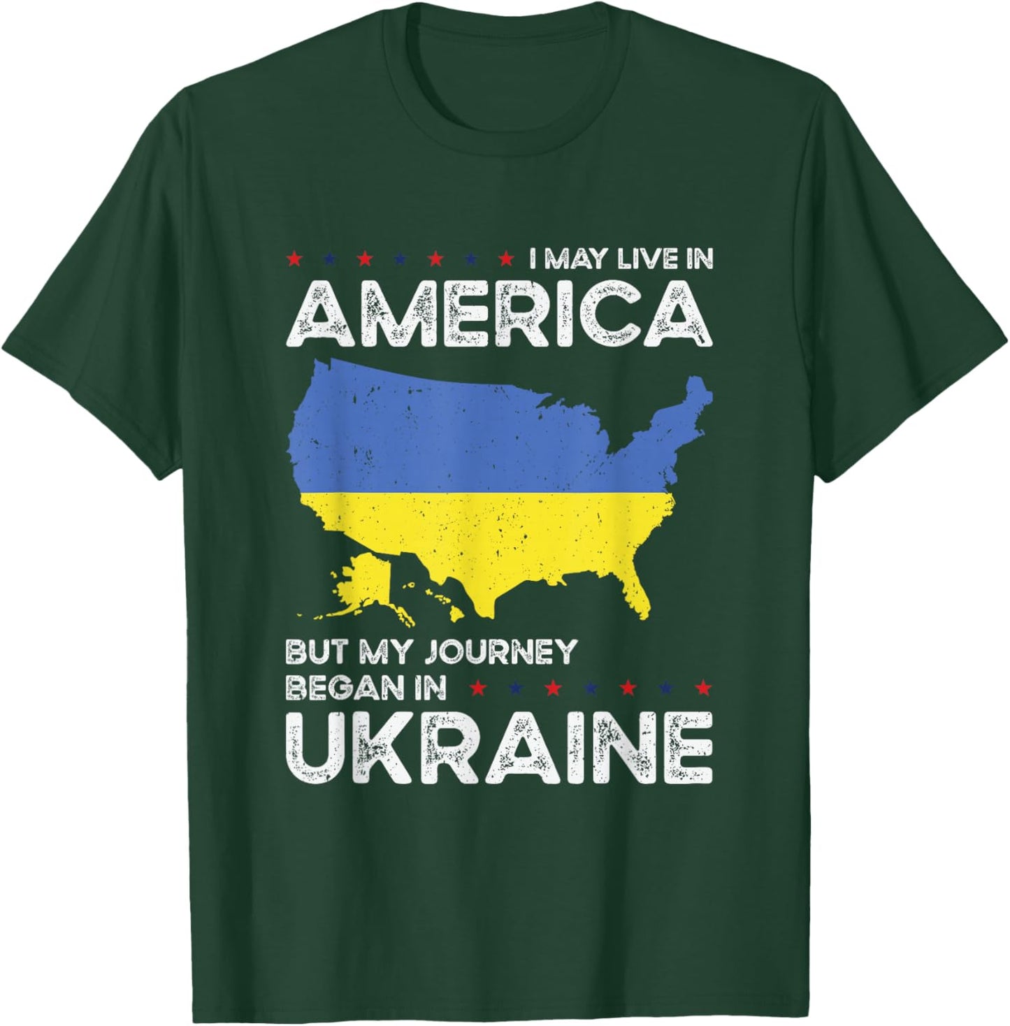 Ukrainian American Patriot USA Grown Ukraine US Flag T-Shirt - T-Shirt | Forest