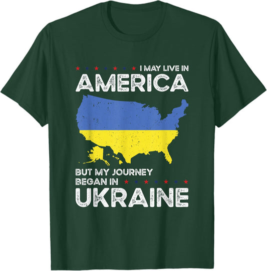 Ukrainian American Patriot USA Grown Ukraine US Flag T-Shirt - T-Shirt | Forest