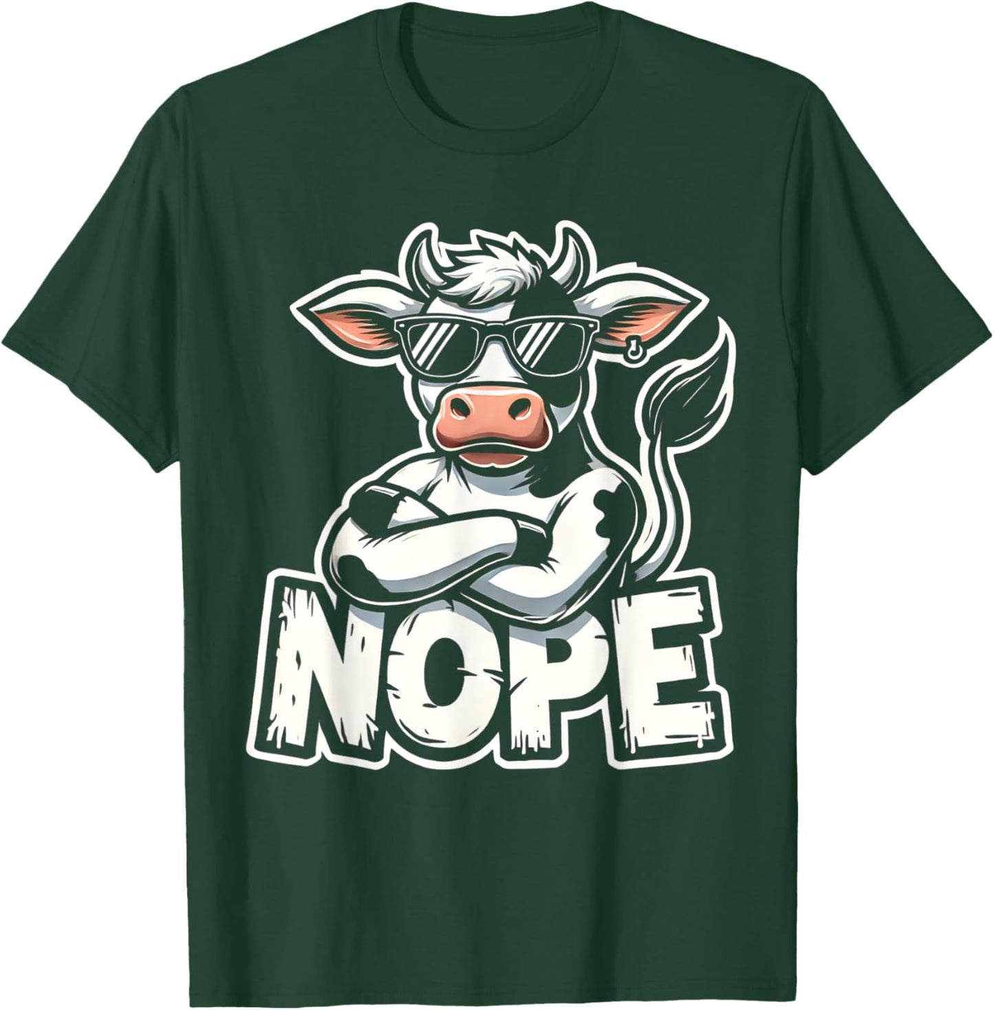 Vintage Art Cute Animal Lovers Cartoon Cow NOPE Awespme Pet T-Shirt - T-Shirt | Forest