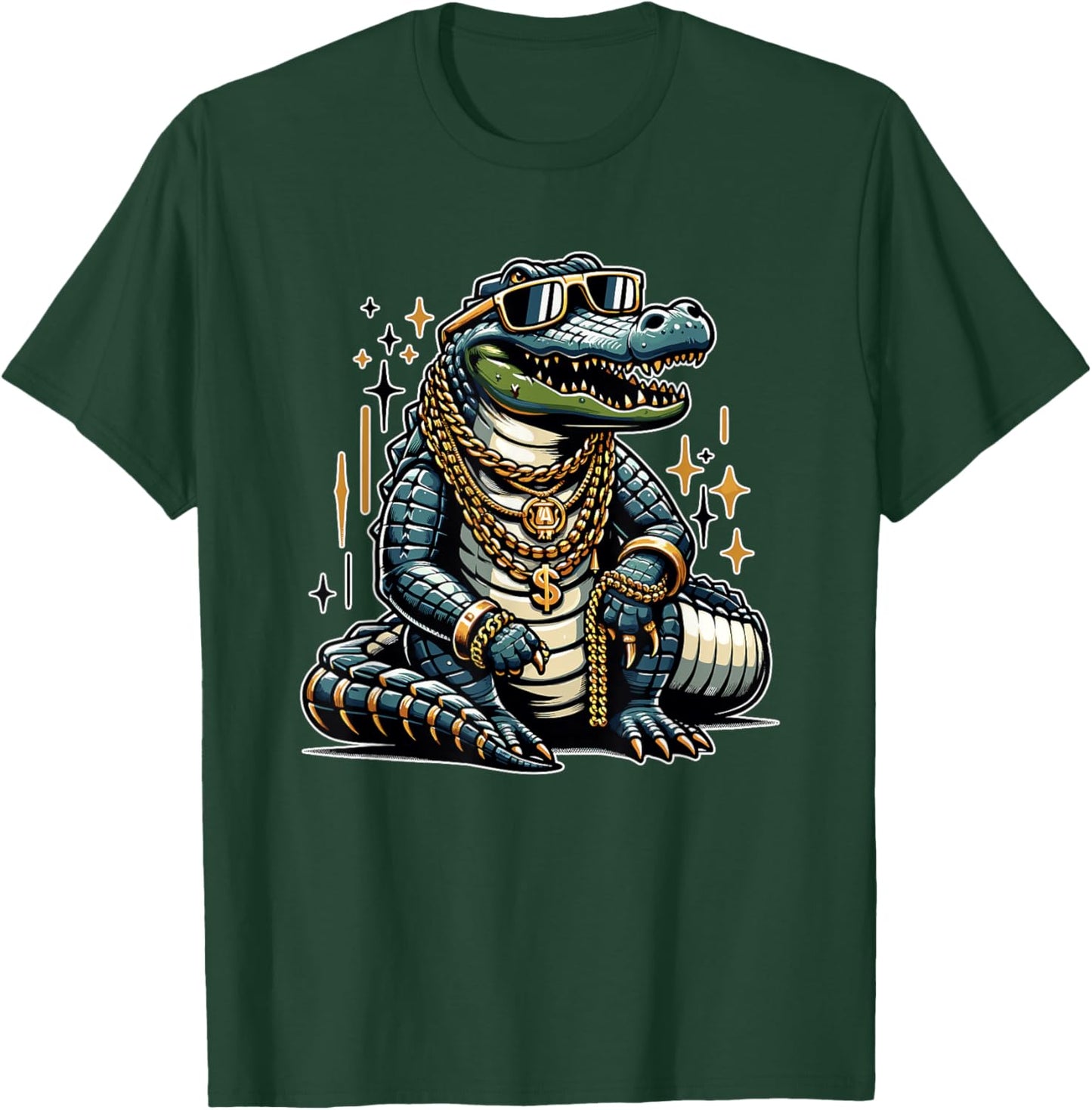 Retro Gangster Alligator Funny Gator T-Shirt - T-Shirt | Forest