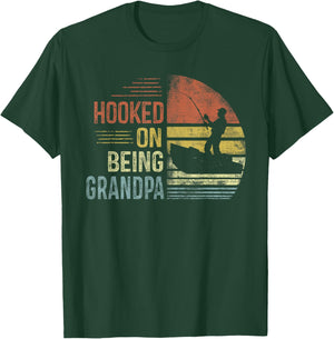 Hooked On Being Grandpa Fishing Gifts Grandpa Father's Day T-Shirt - T-Shirt | Forest