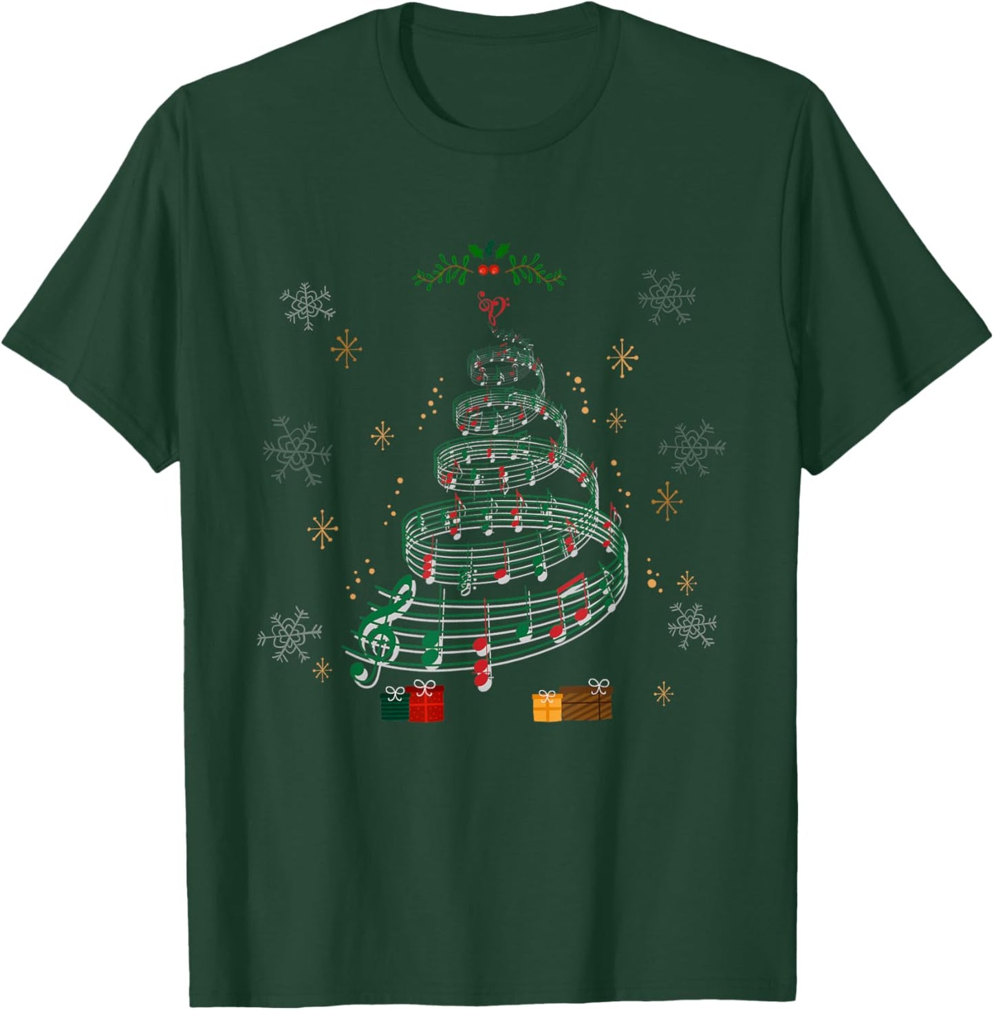 Music Note Tree Musical Christmas Xmas Music Lovers T-Shirt - T-Shirt | Forest