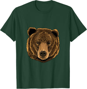Bear Shirt Grizzly Bear Face Zoo Wild Animal Bear Lovers T-Shirt - T-Shirt | Forest