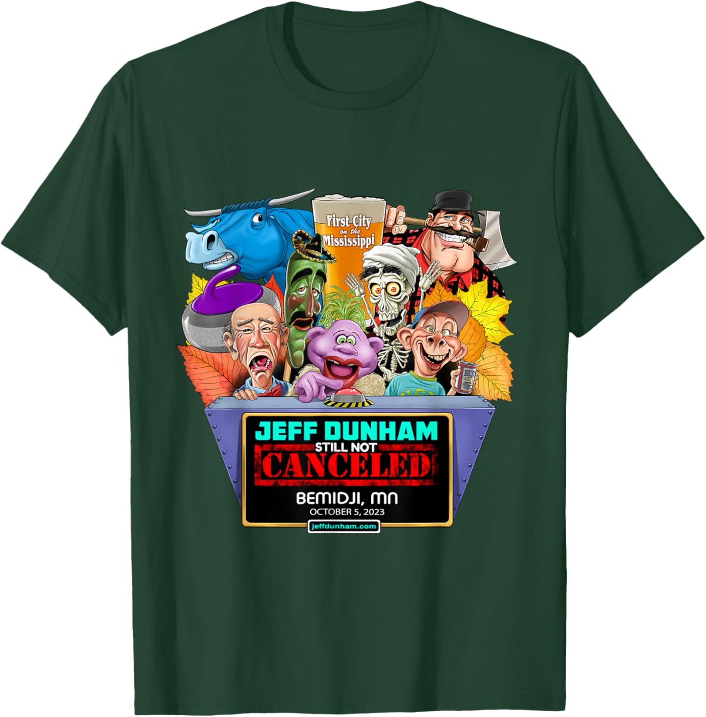 Jeff Dunham Bemidji, MN (2023) T-Shirt - T-Shirt | Forest