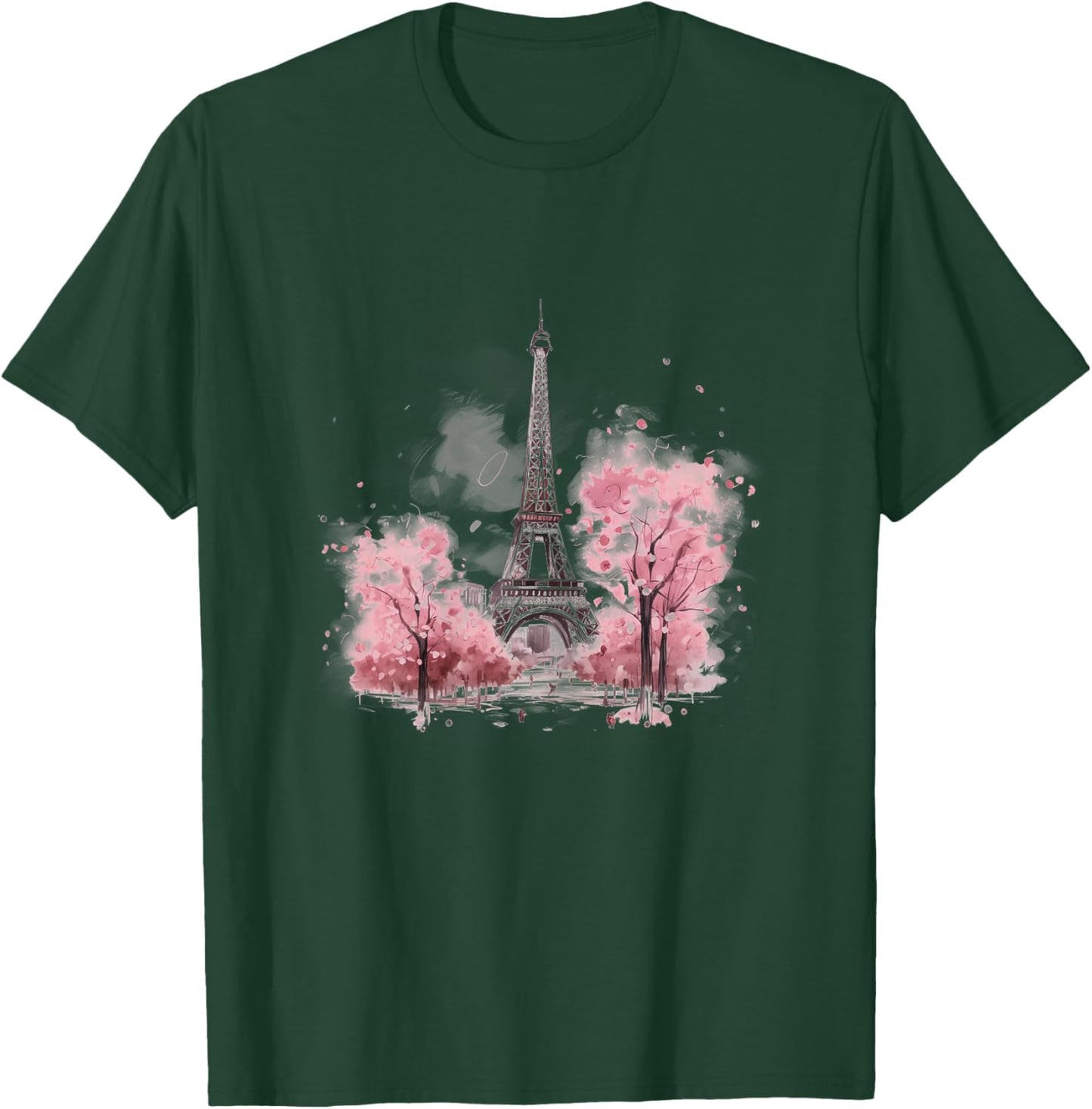 Eiffel Tower Paris Souvenirs France Vintage Flowers Pink T-Shirt - T-Shirt | Forest