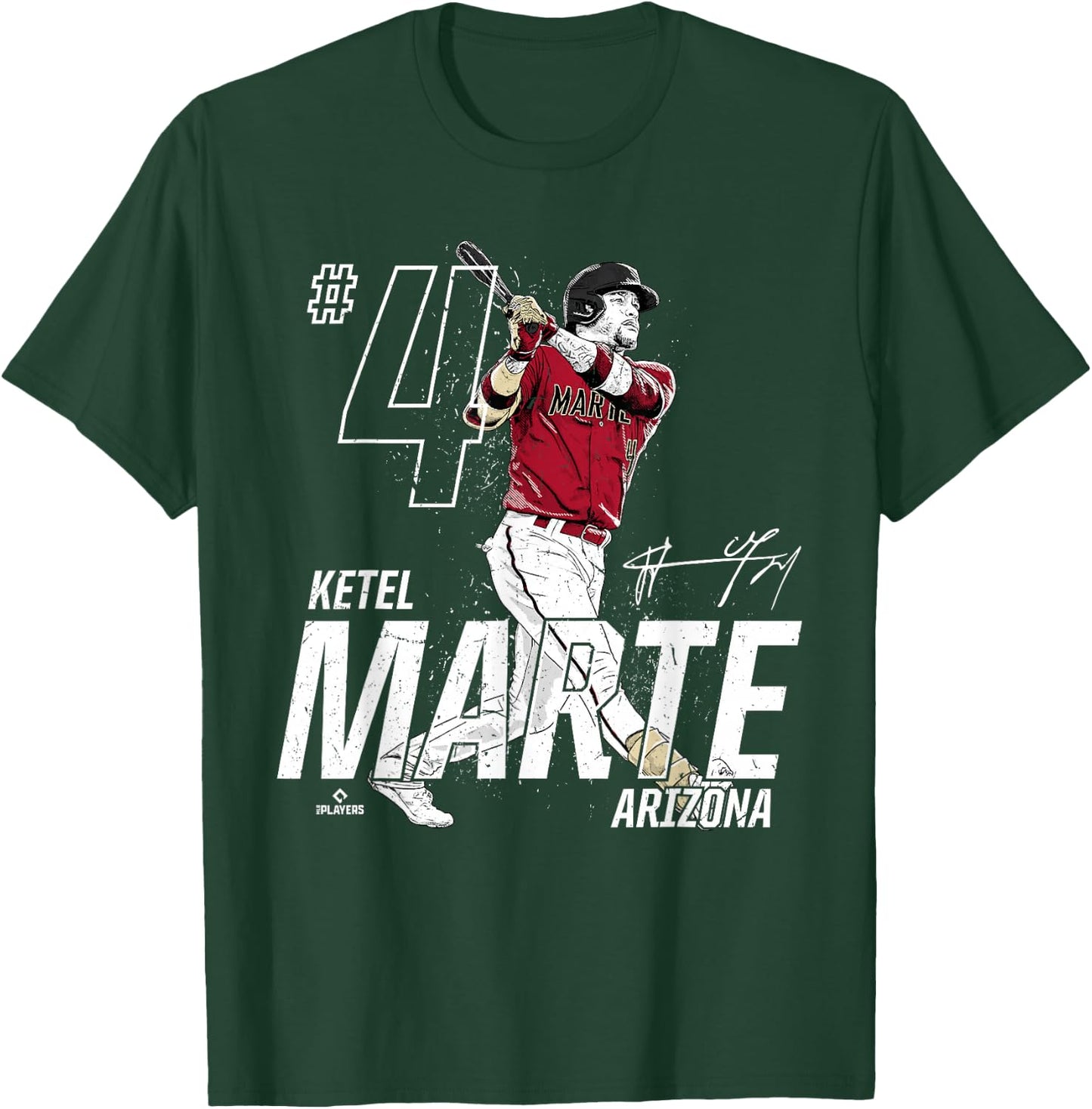 Dynamic Pose Ketel Marte Arizona Baseball MLBPA T-Shirt - T-Shirt | Forest