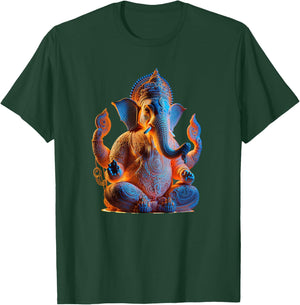 Ganesh Elephant Hindu God Yoga Spiritual Ganesha Meditation T-Shirt - T-Shirt | Forest