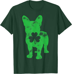 French Bulldog St Patrick's Day Boys Girls Shamrock Dog Lover T-Shirt - T-Shirt | Forest
