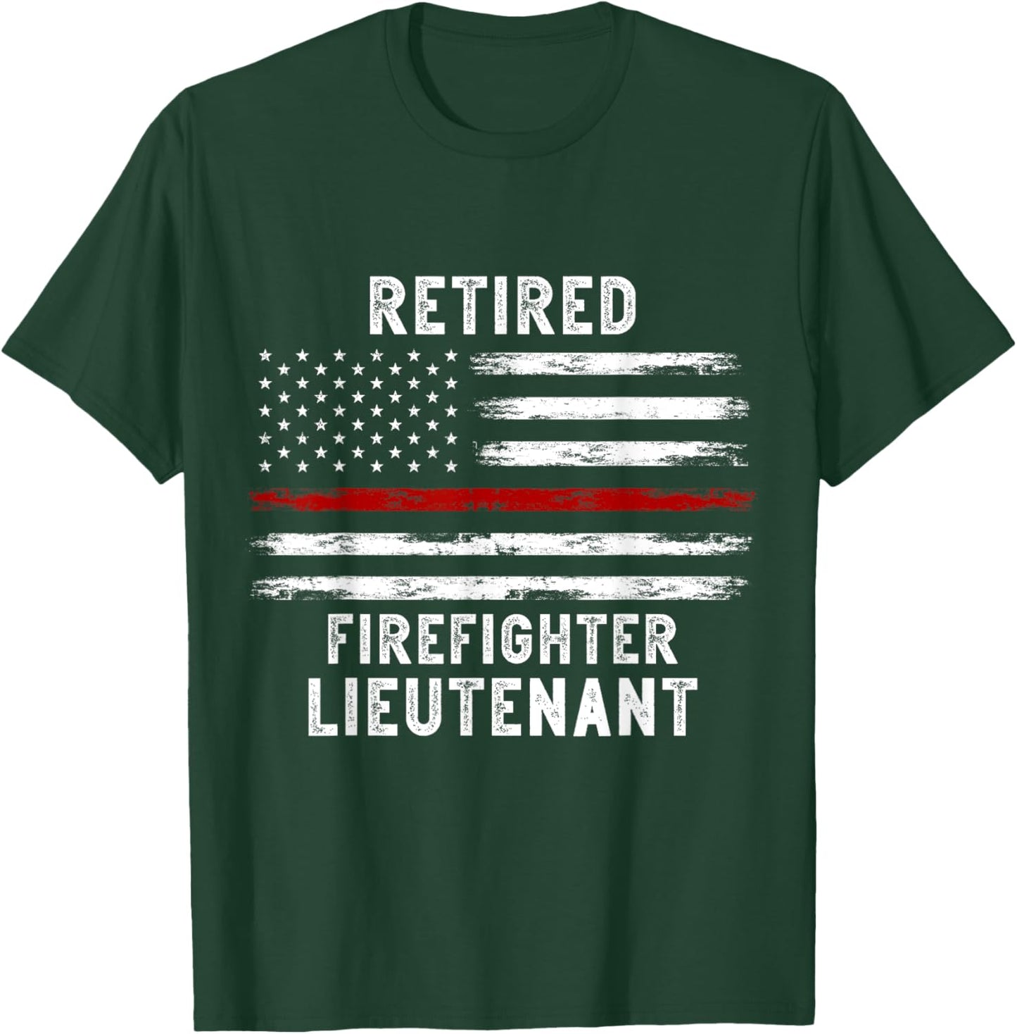 USA flag Retired Fire Lieutenant 2023 Firefighter Retirement T-Shirt - T-Shirt | Forest