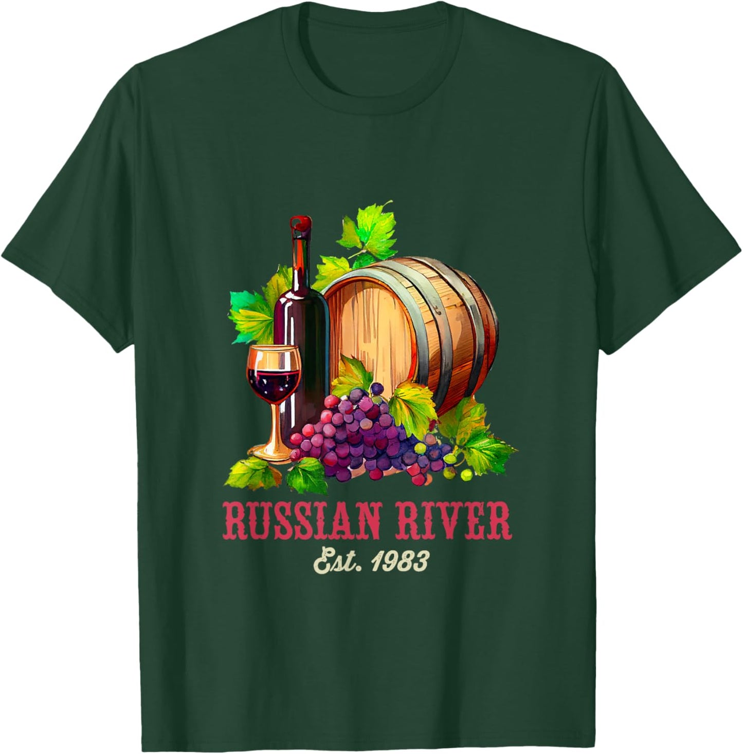 Russian River Sonoma California Vineyard Vintage Wine Region T-Shirt - T-Shirt | Forest