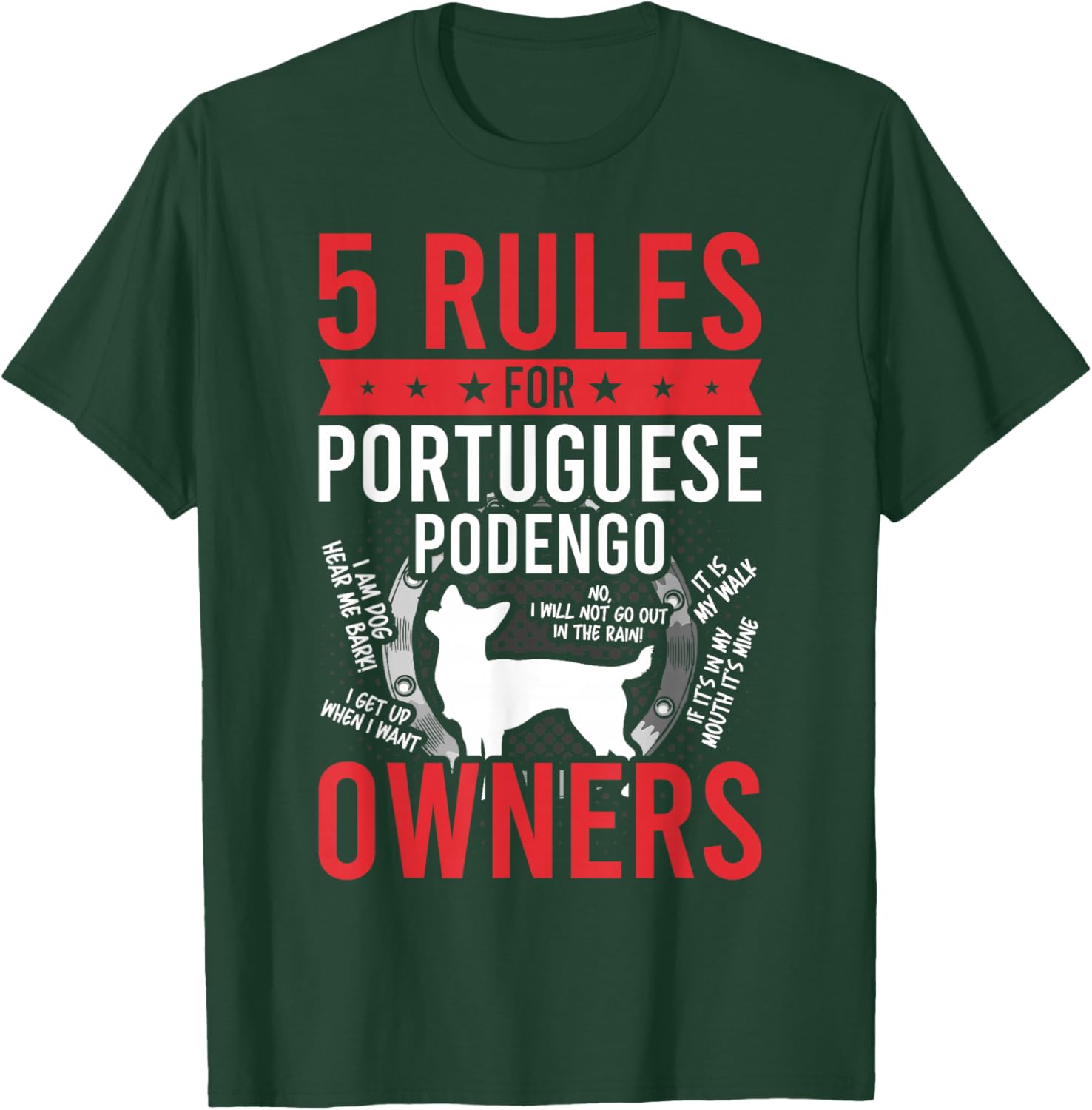 5 Rules for Portuguese Podengo Dog Lover T-Shirt - T-Shirt | Forest