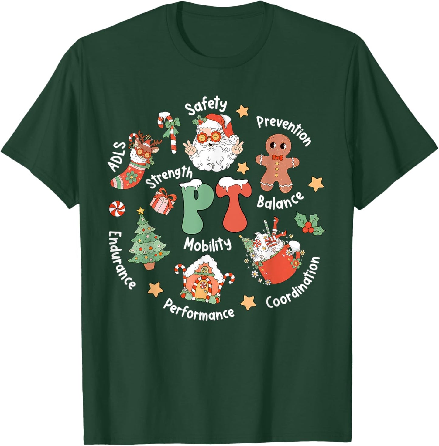 PT Physical Therapy Santa Squad Christmas Physical Therapist T-Shirt - T-Shirt | Forest