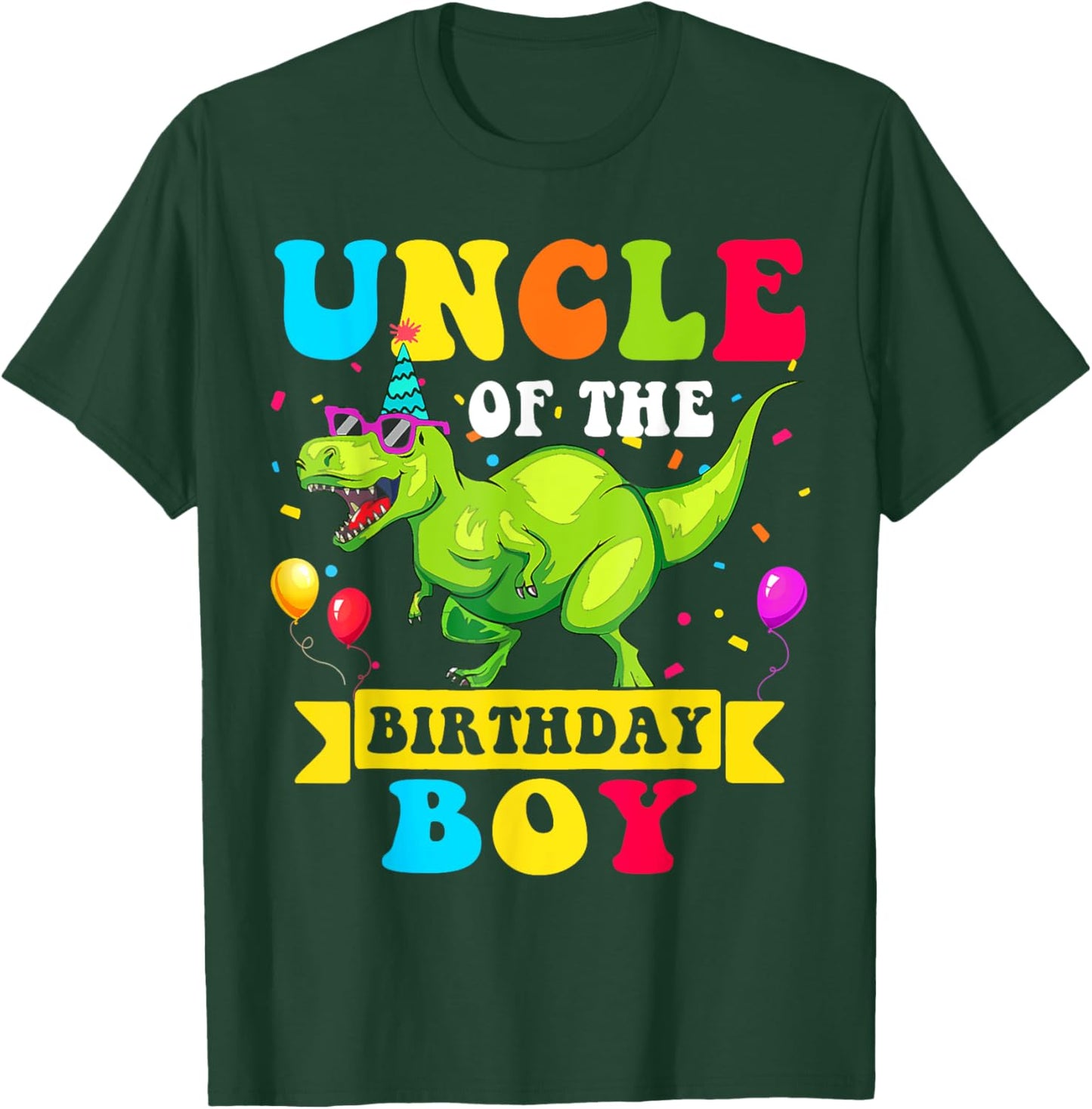 Uncle of the Birthday Boy Dinosaur Raptor Funny T-Shirt - T-Shirt | Forest